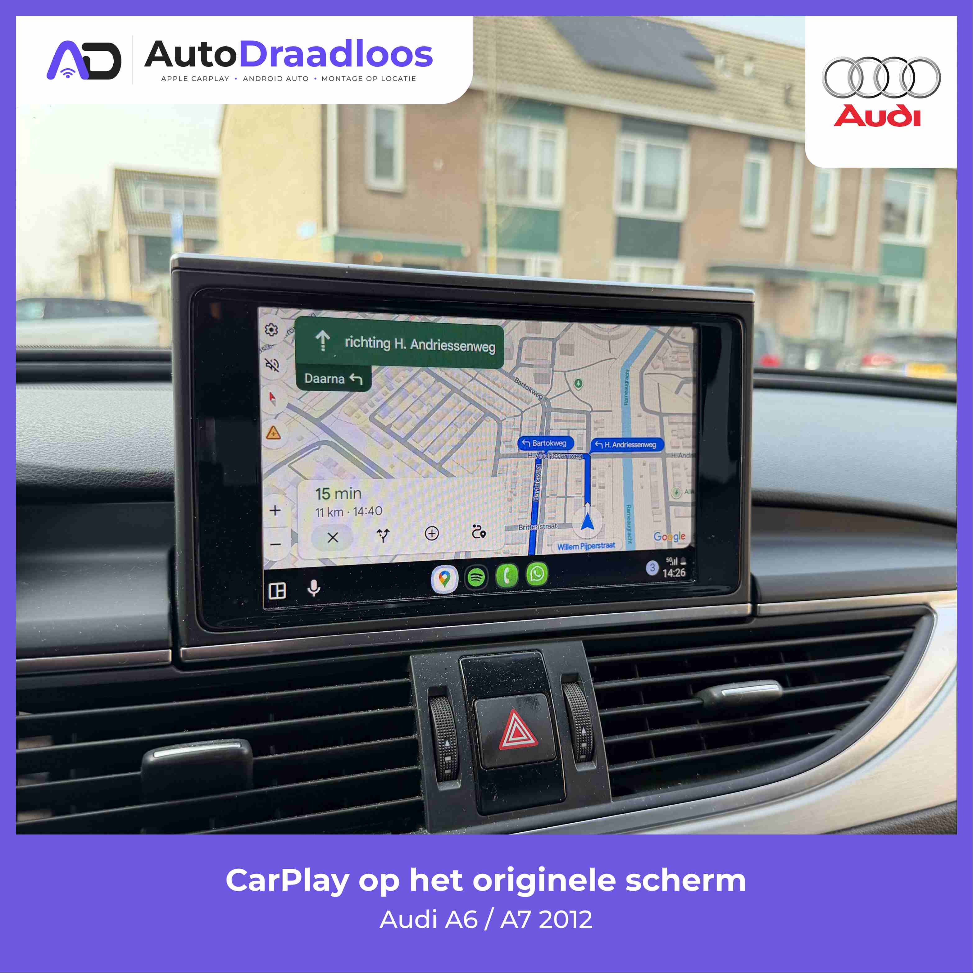 Android Auto op het originele scherm in een Audi A6