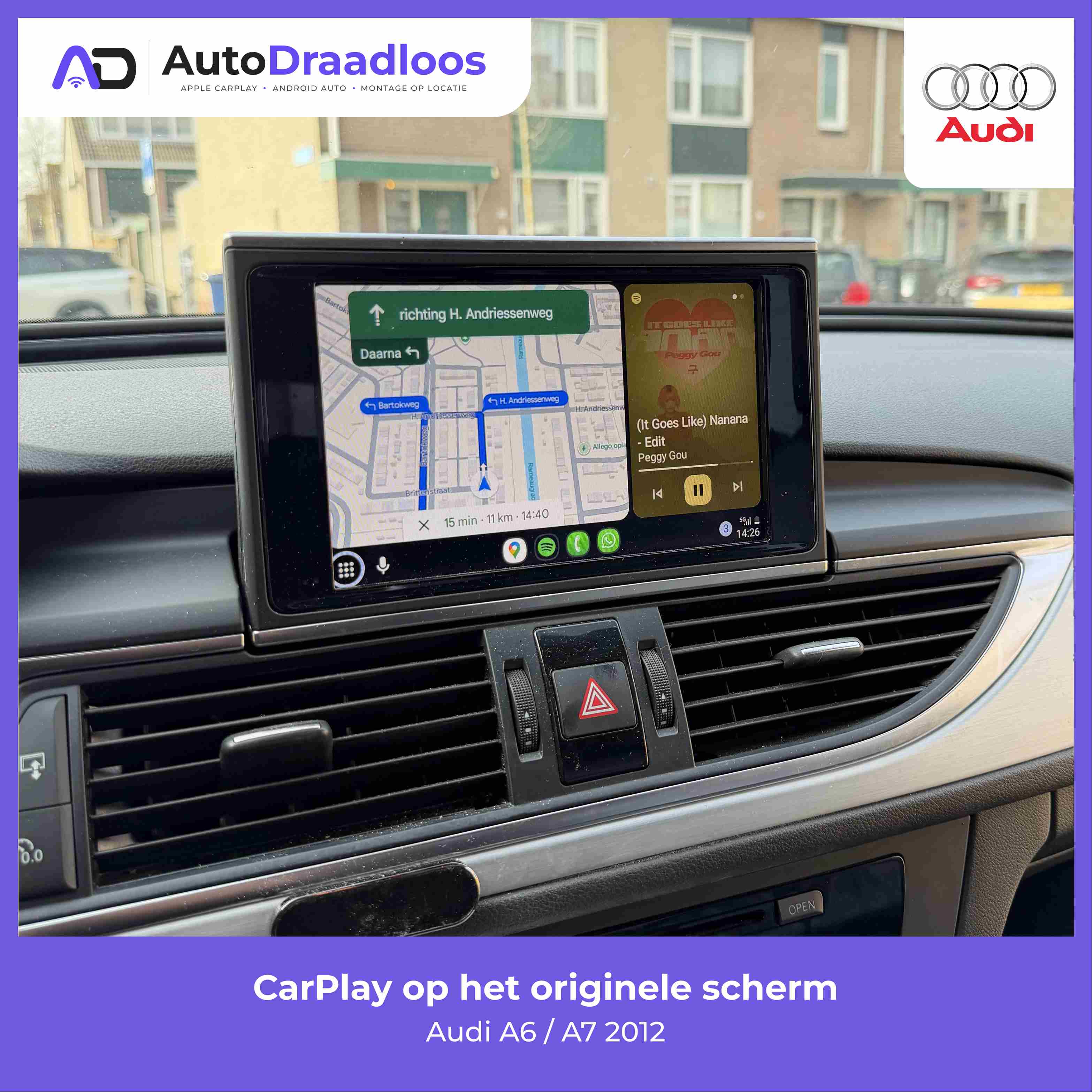 Android Auto op het originele scherm in een Audi A6