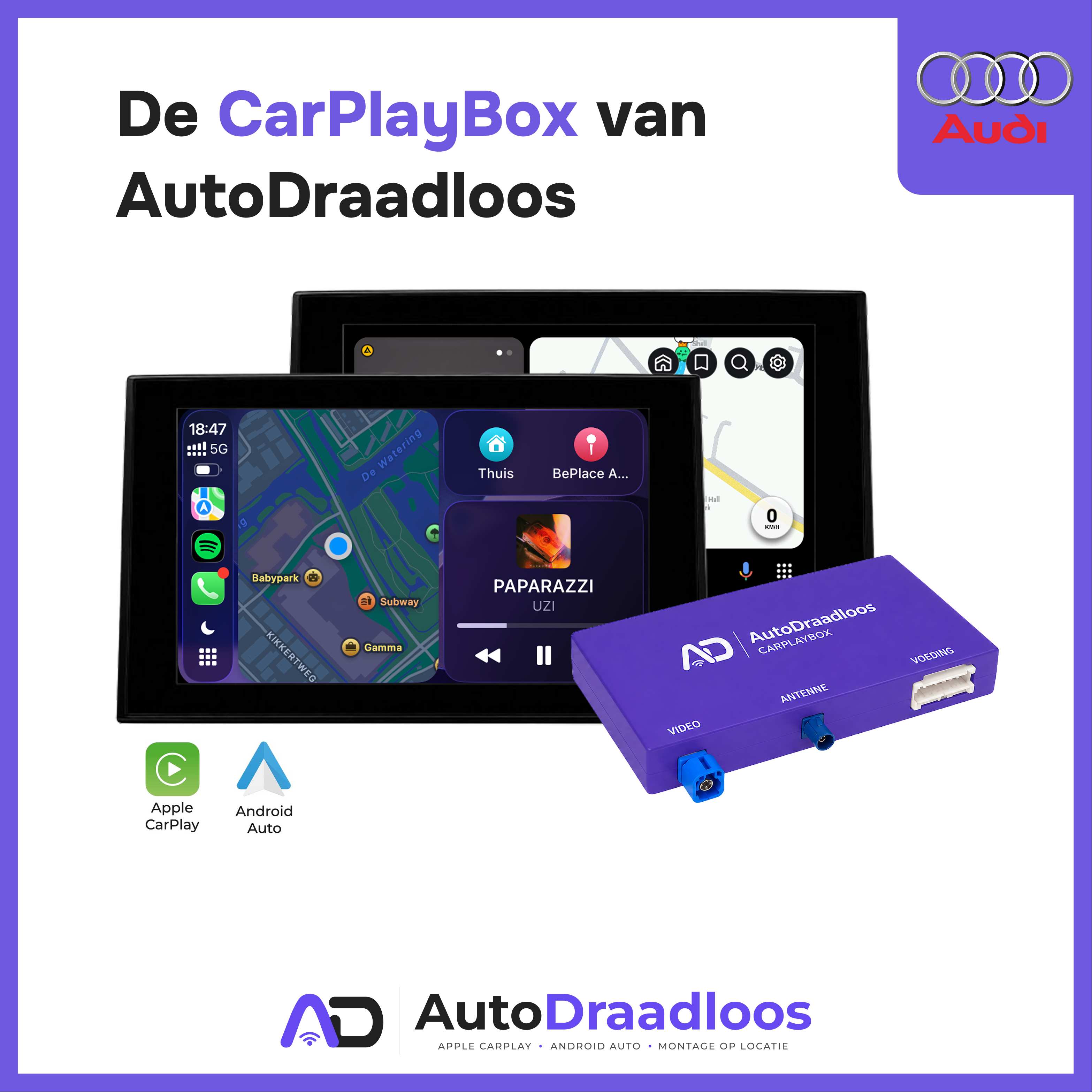 De CarPlayBox van AutoDraadloos voor Audi