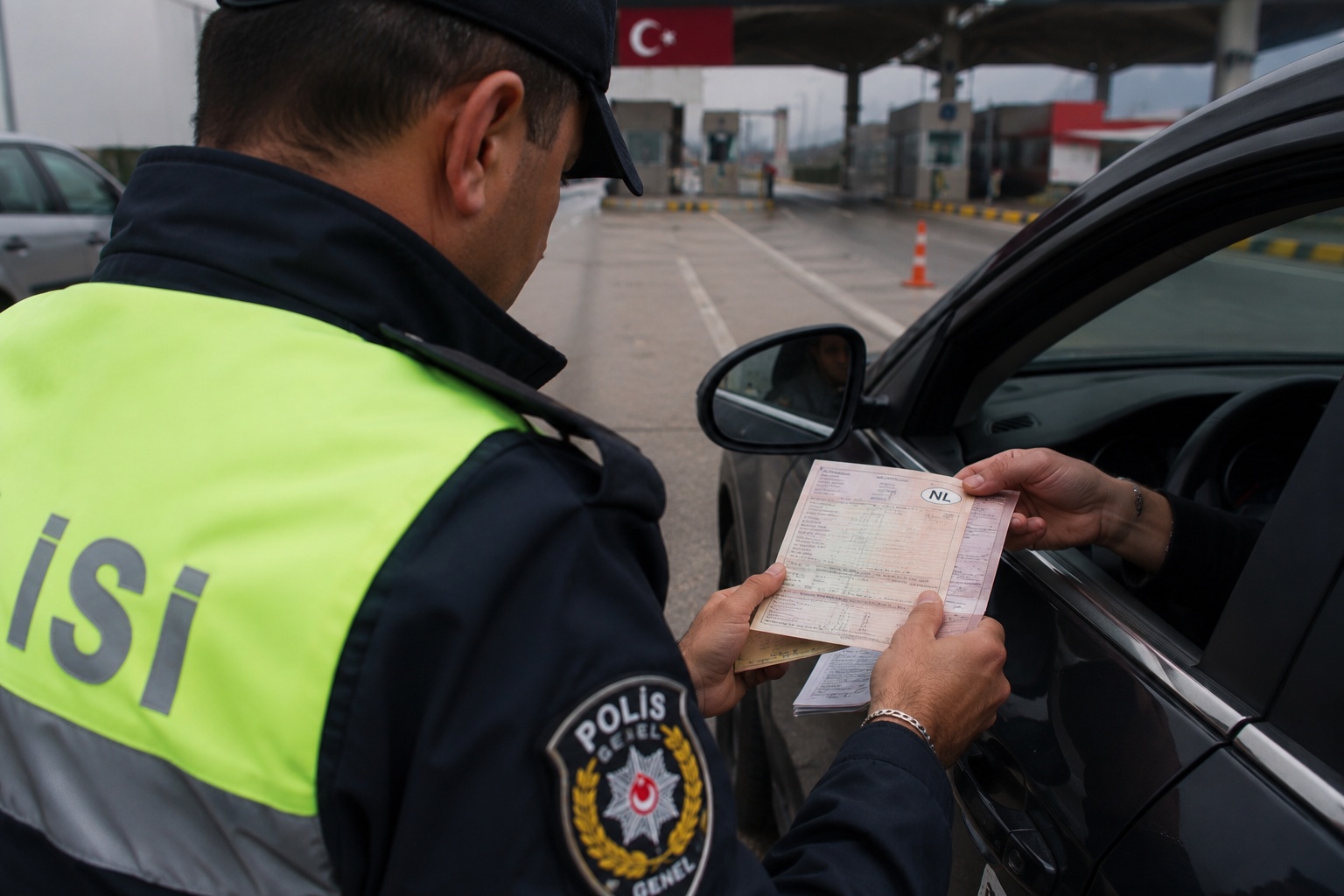Een Turkse agent die documenten controleert