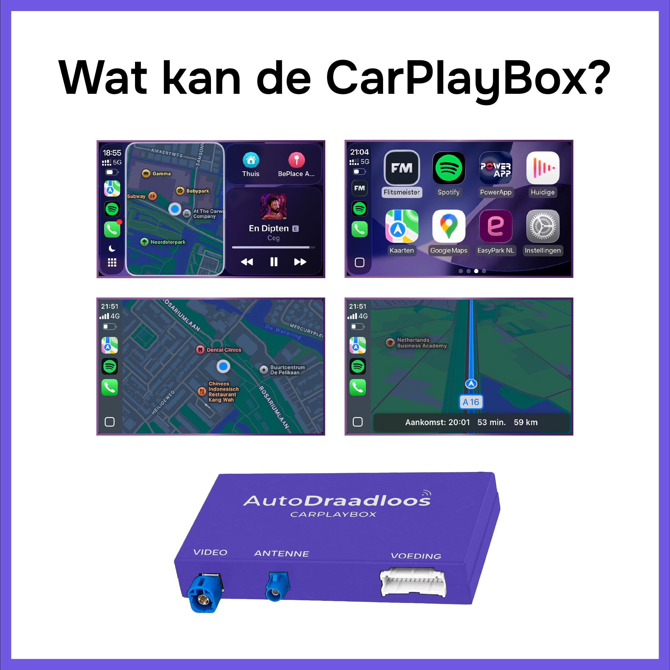 Apple CarPlay beelden van de CarPlayBox
