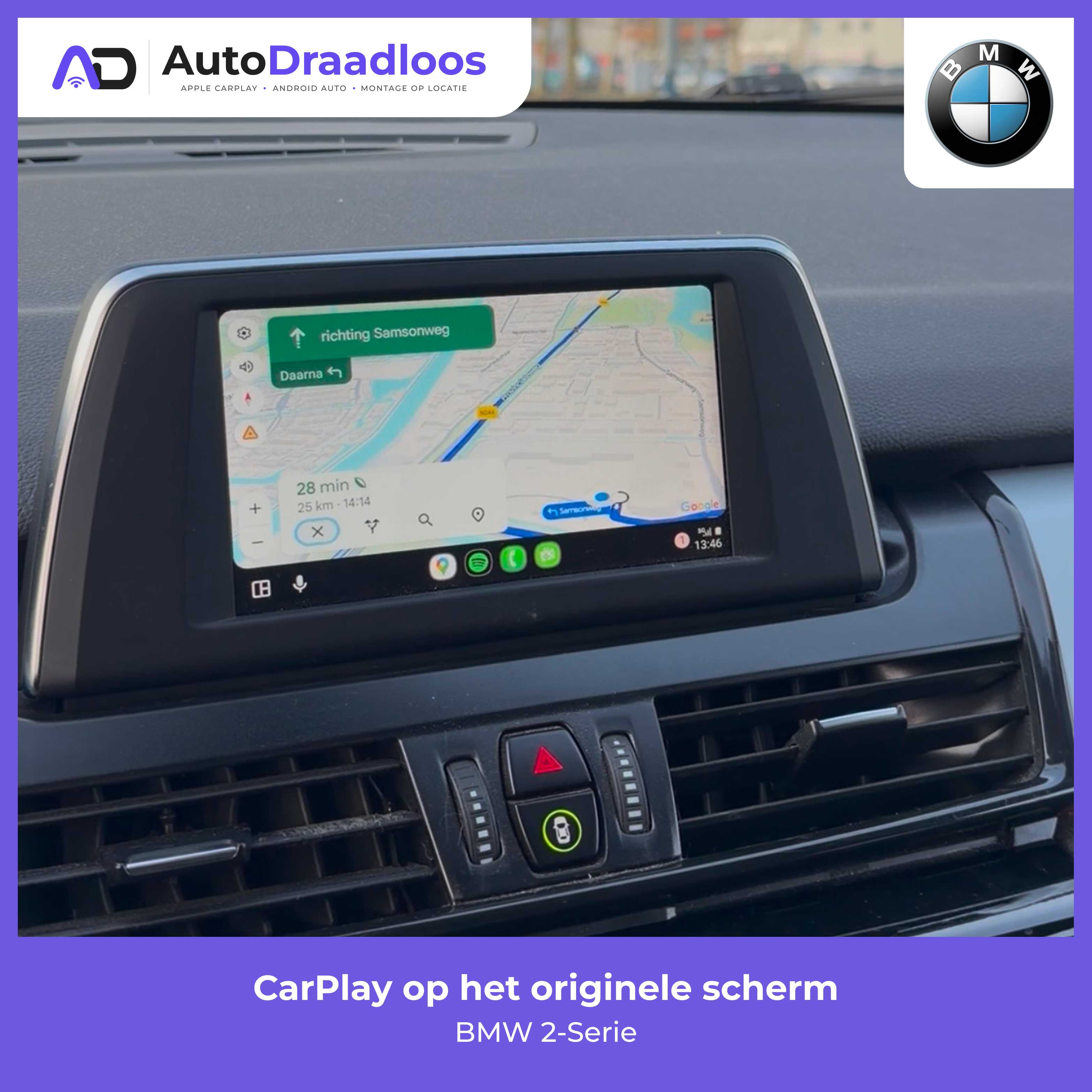 De CarPlayBox van AutoDraadloos in een BMW De CarPlayBox van AutoDraadloos in een BMW 2-Serie