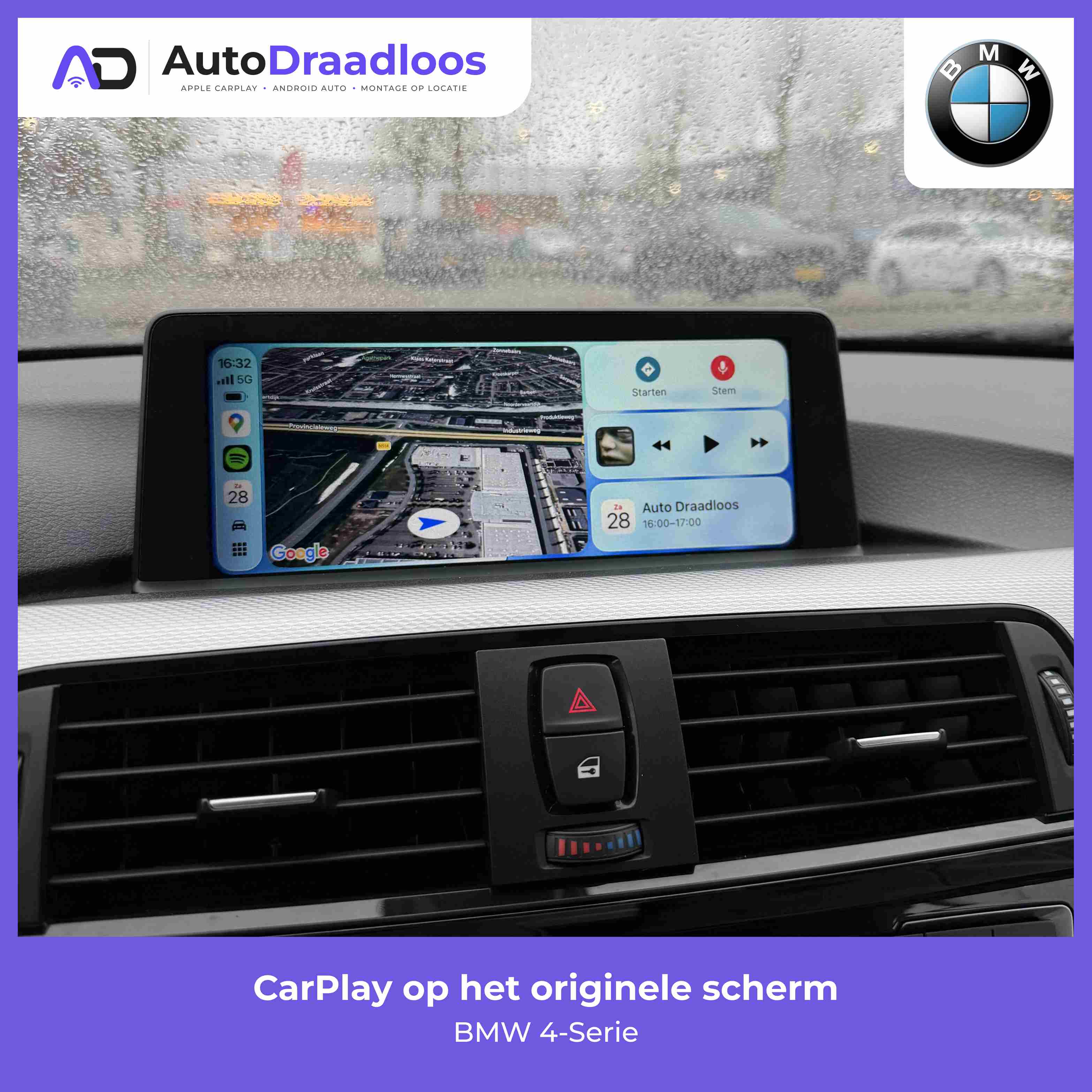 De CarPlayBox van AutoDraadloos in een BMW De CarPlayBox van AutoDraadloos in een BMW 4-Serie