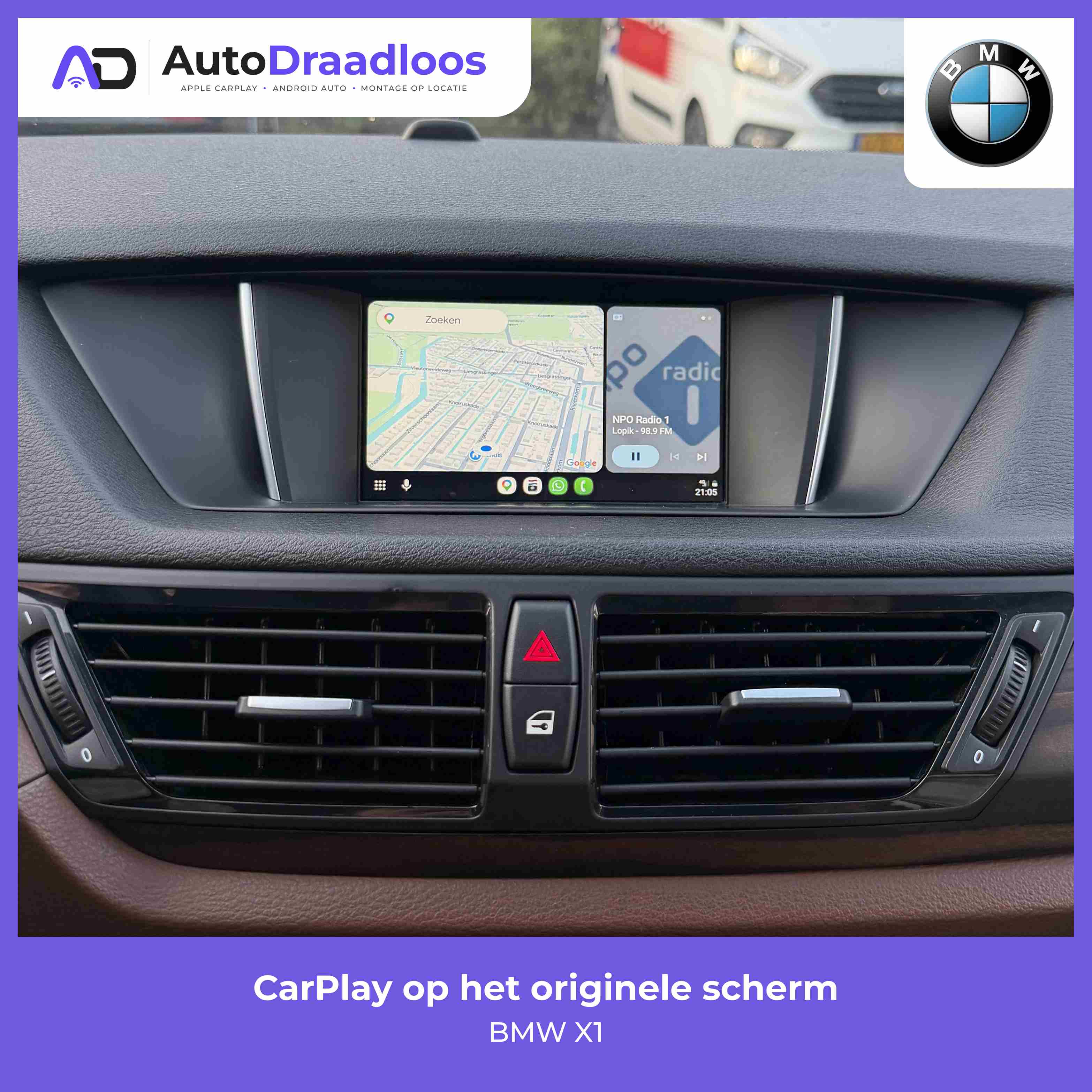 Android Auto op het originele scherm in een BMW X1