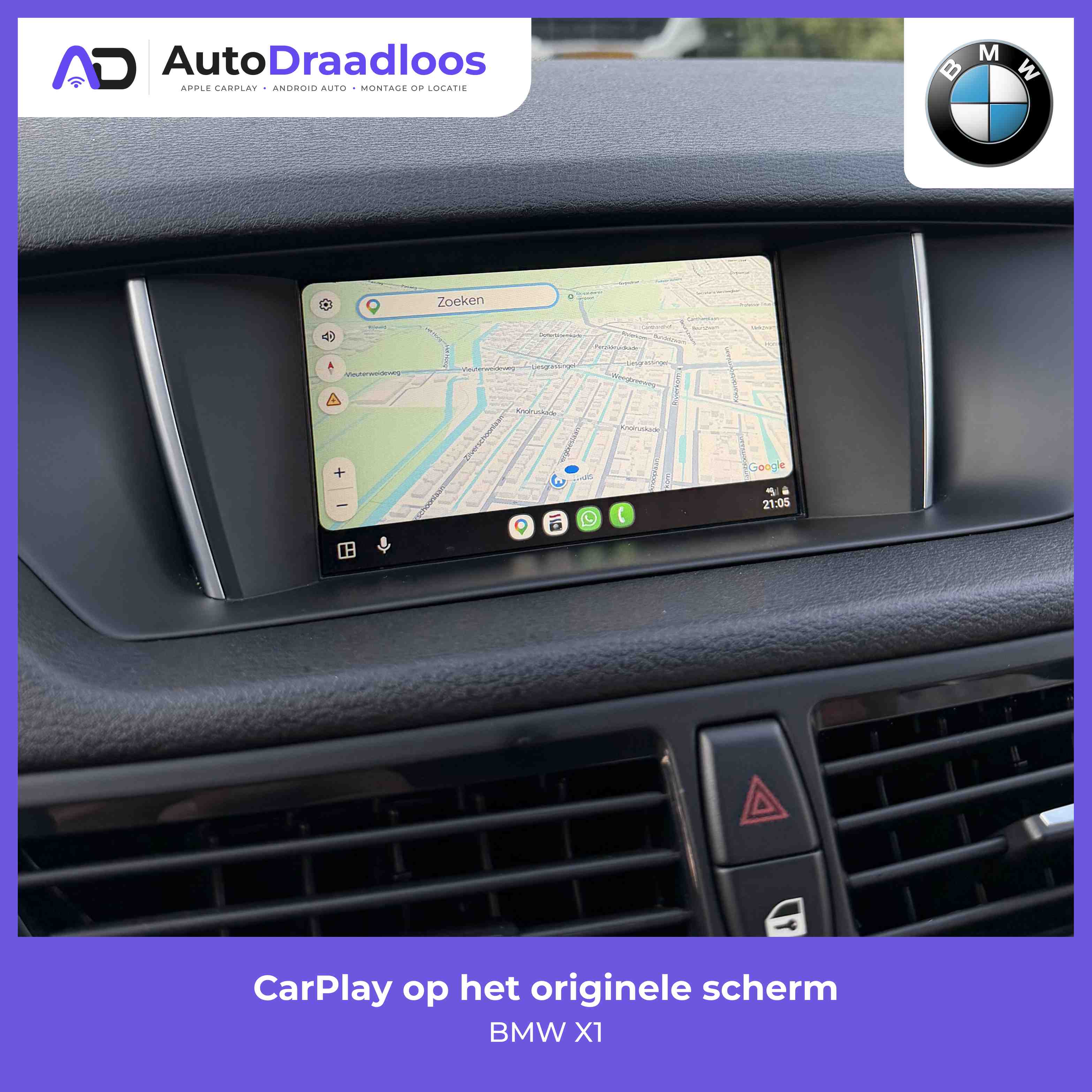 Android Auto op het originele scherm in een BMW X1
