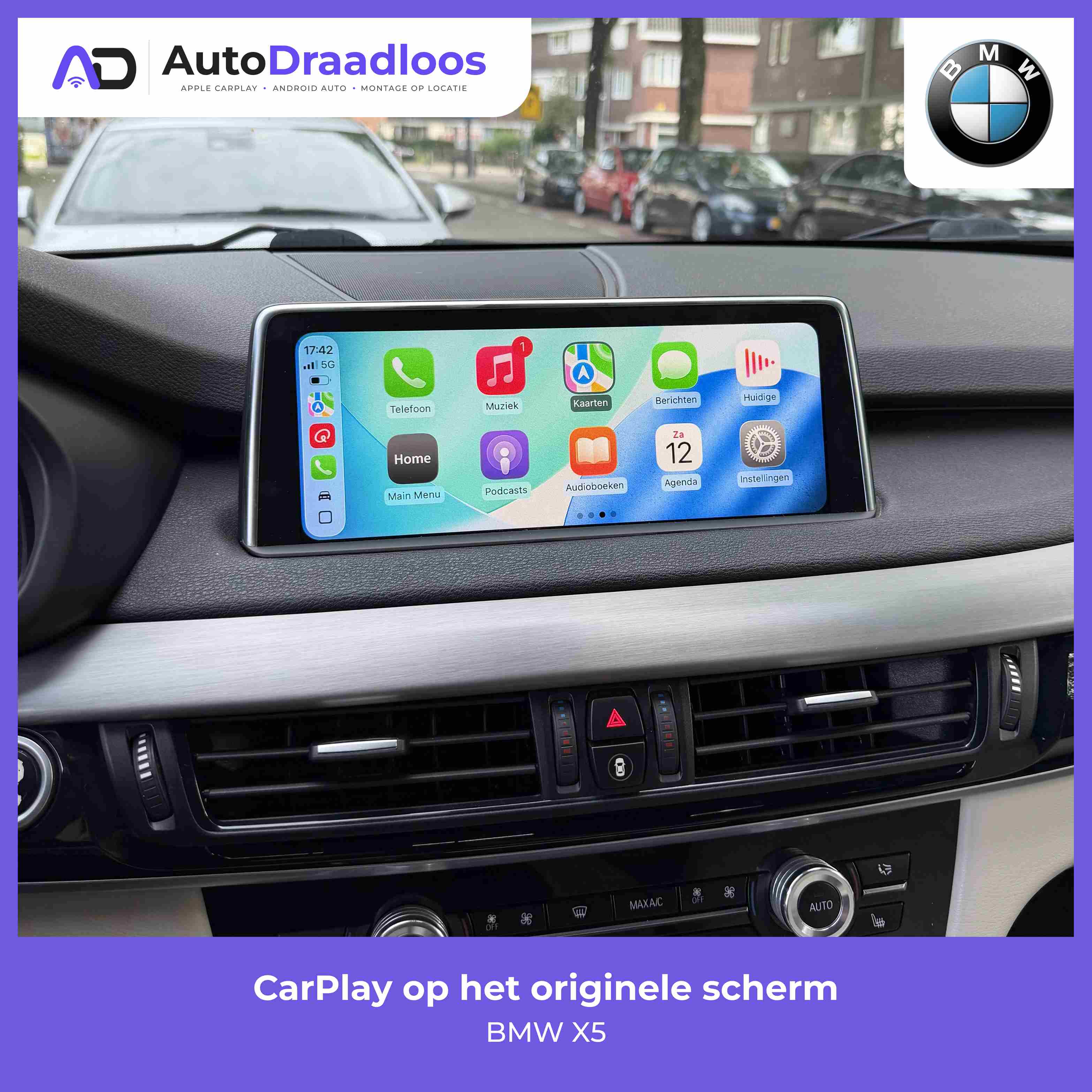 Apple CarPlay op het originele scherm in een BMW X5