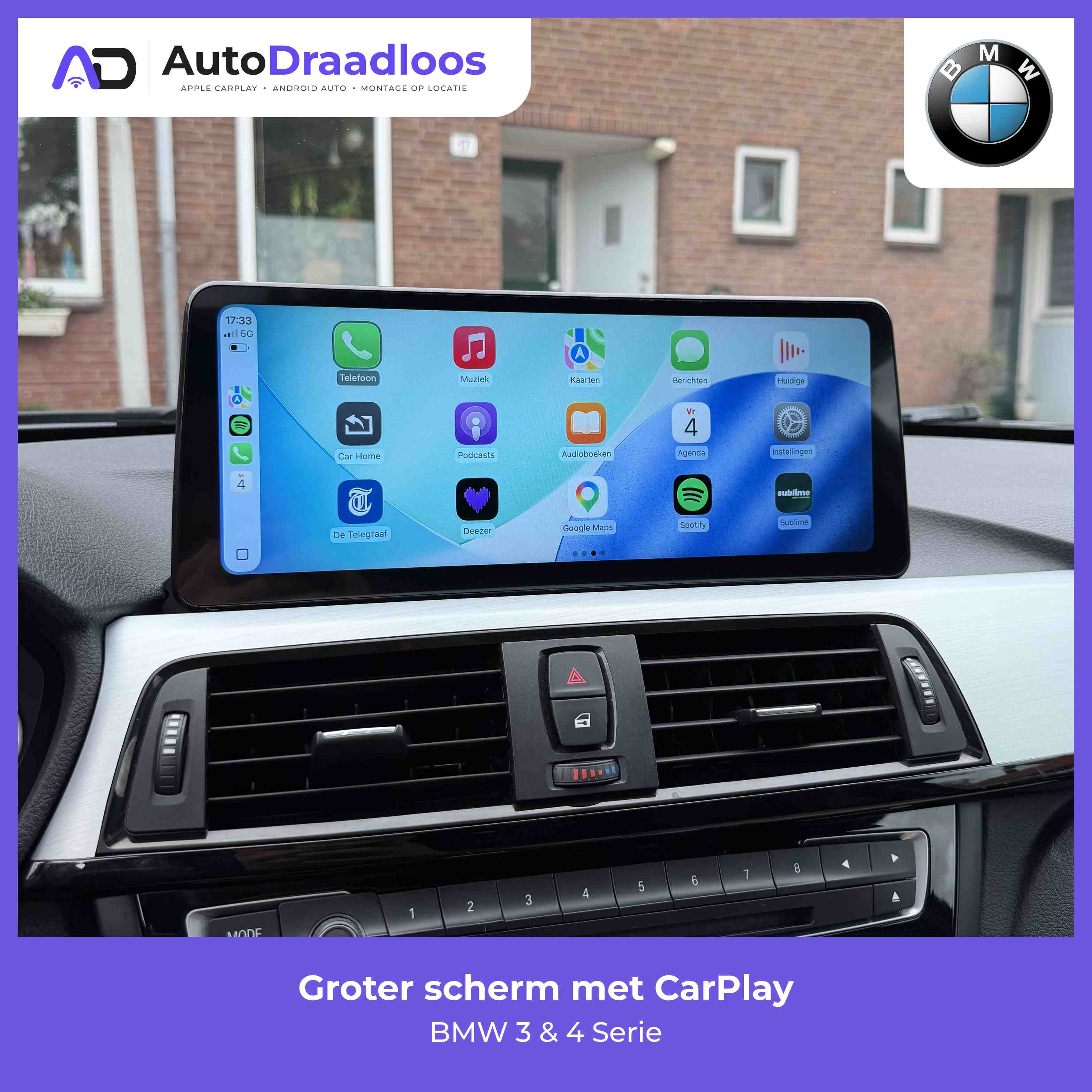 Groter scherm met CarPlay in een BMW