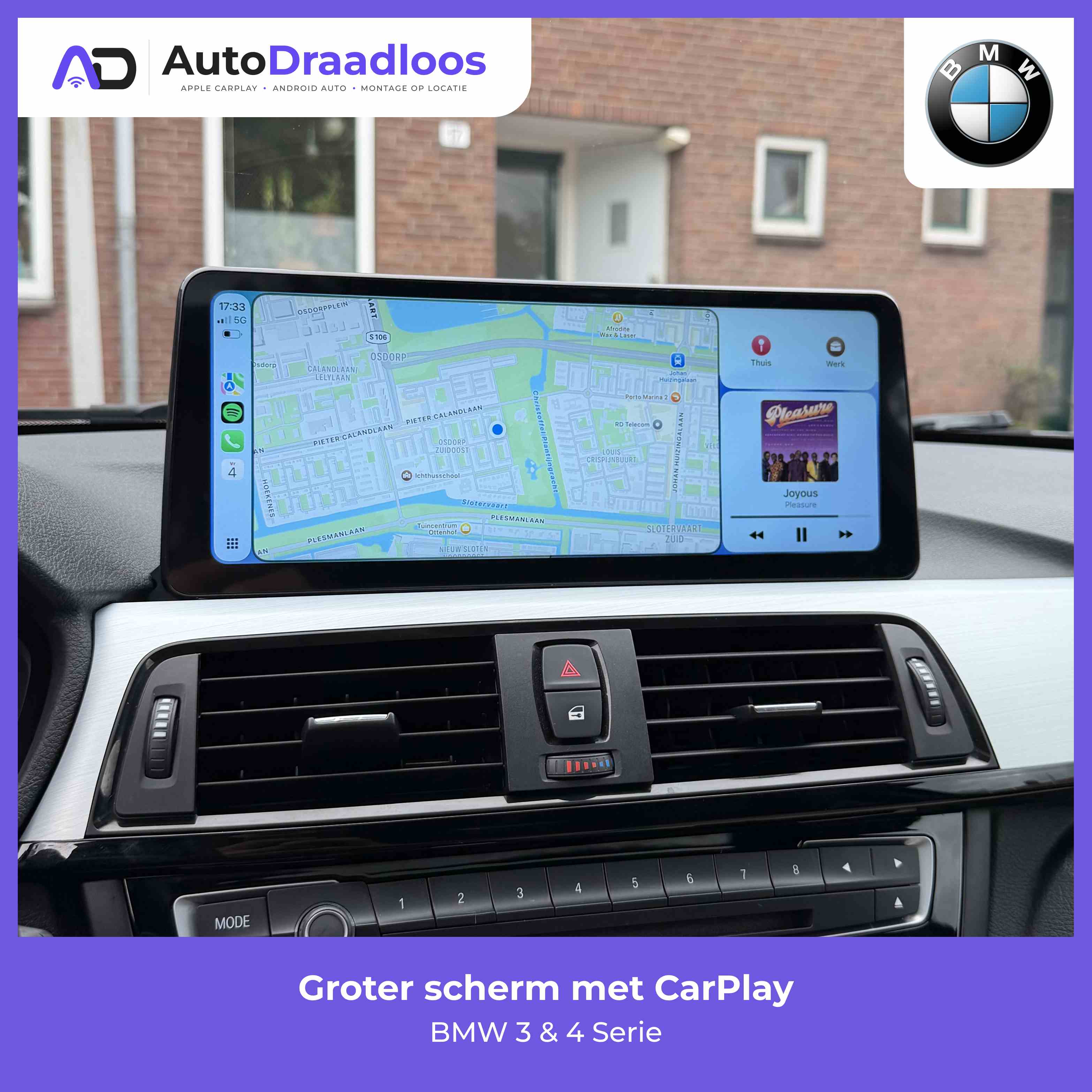 Groter scherm met CarPlay in een BMW
