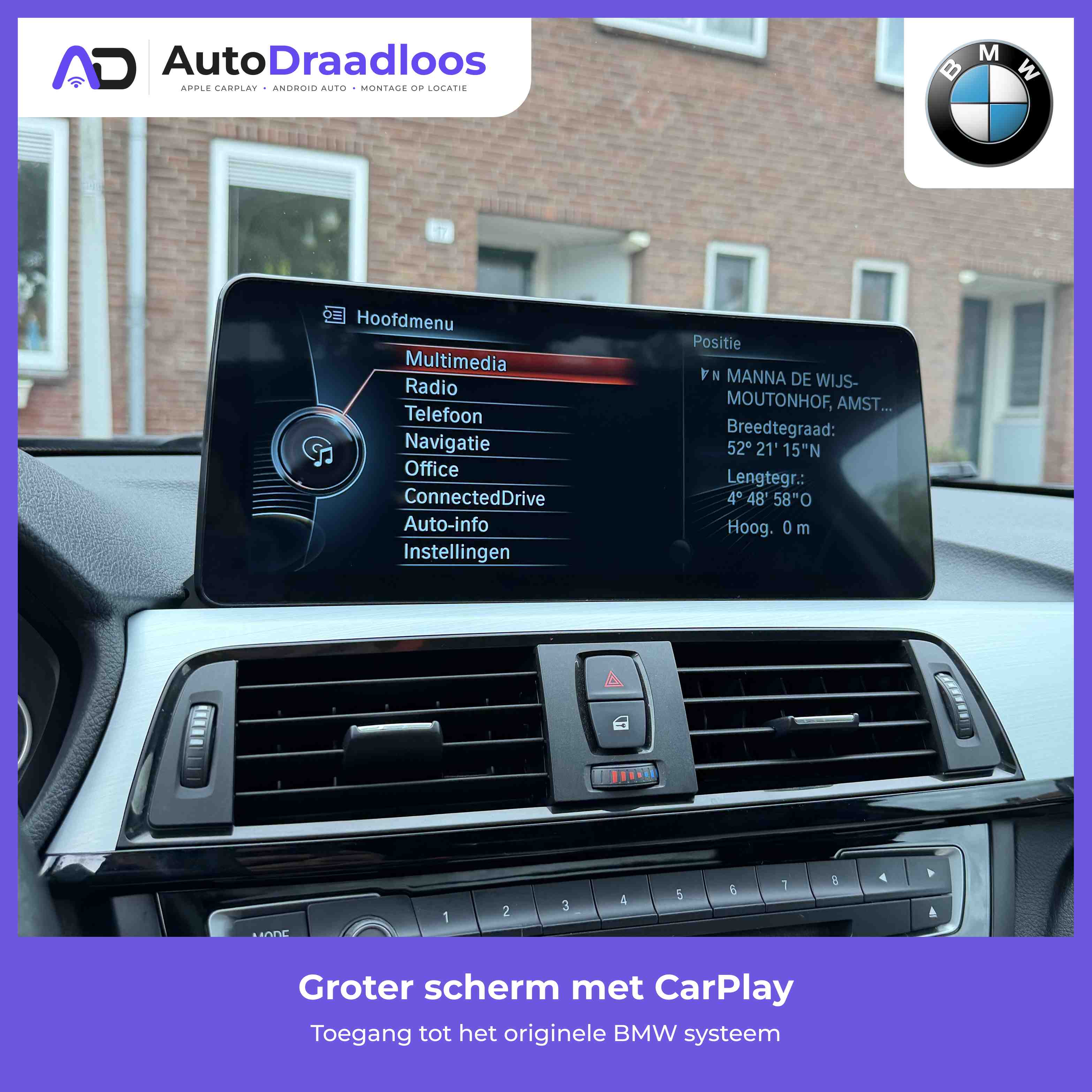 Groter scherm met CarPlay in een BMW