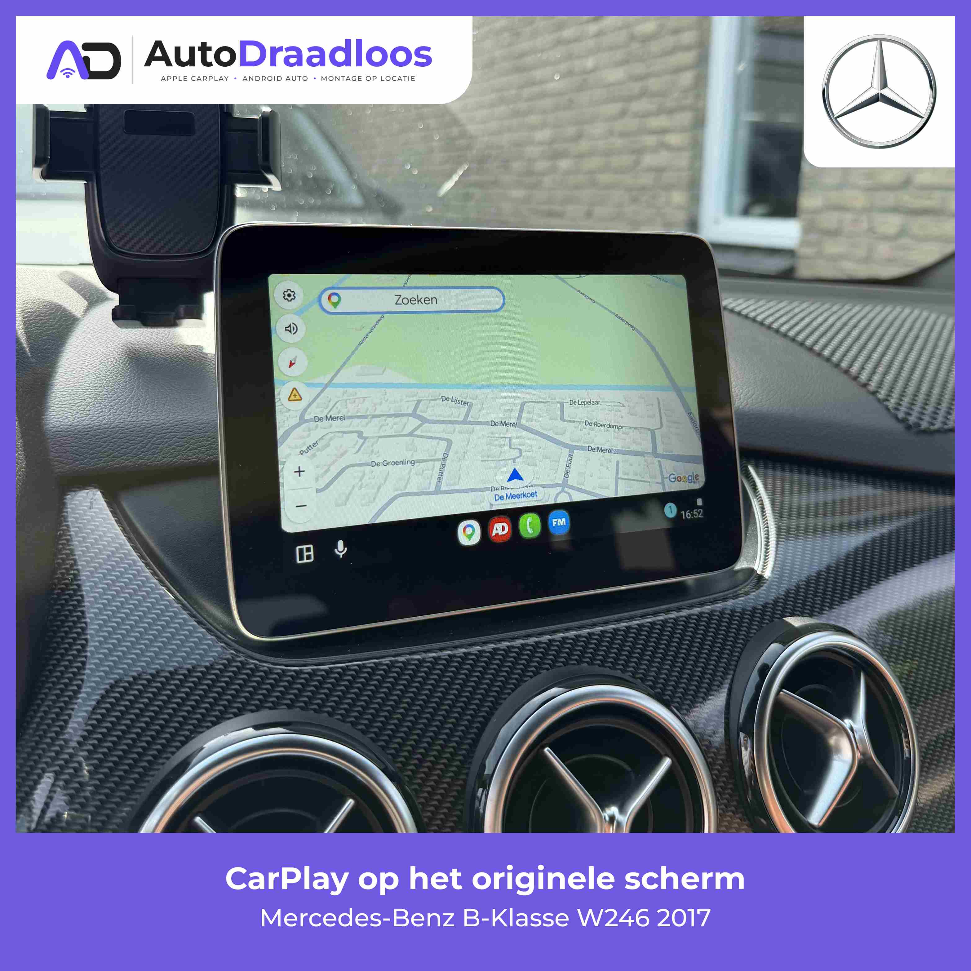 Apple CarPlay op het originele scherm van een B-Klasse