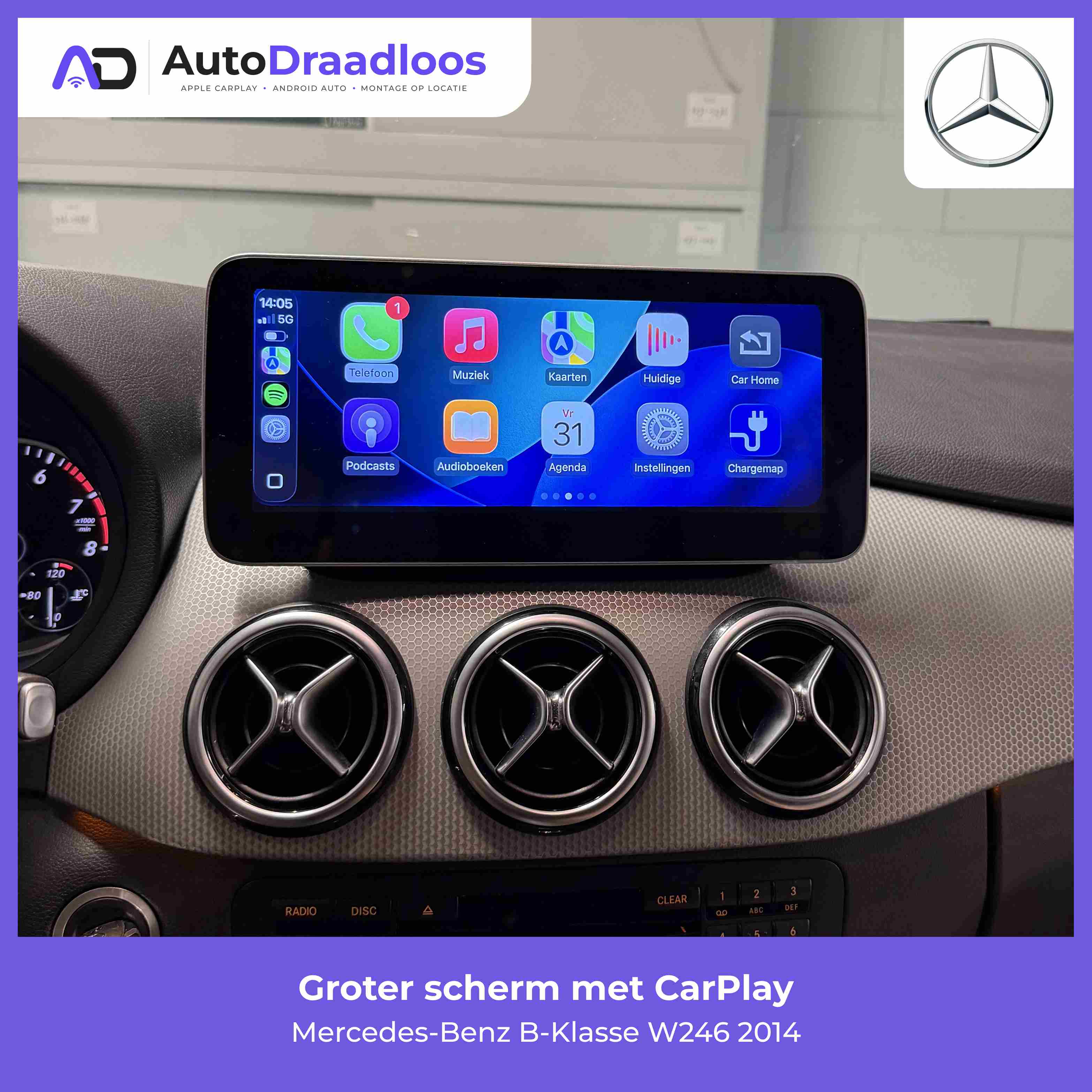 Groter scherm met CarPlay in een B-Klasse