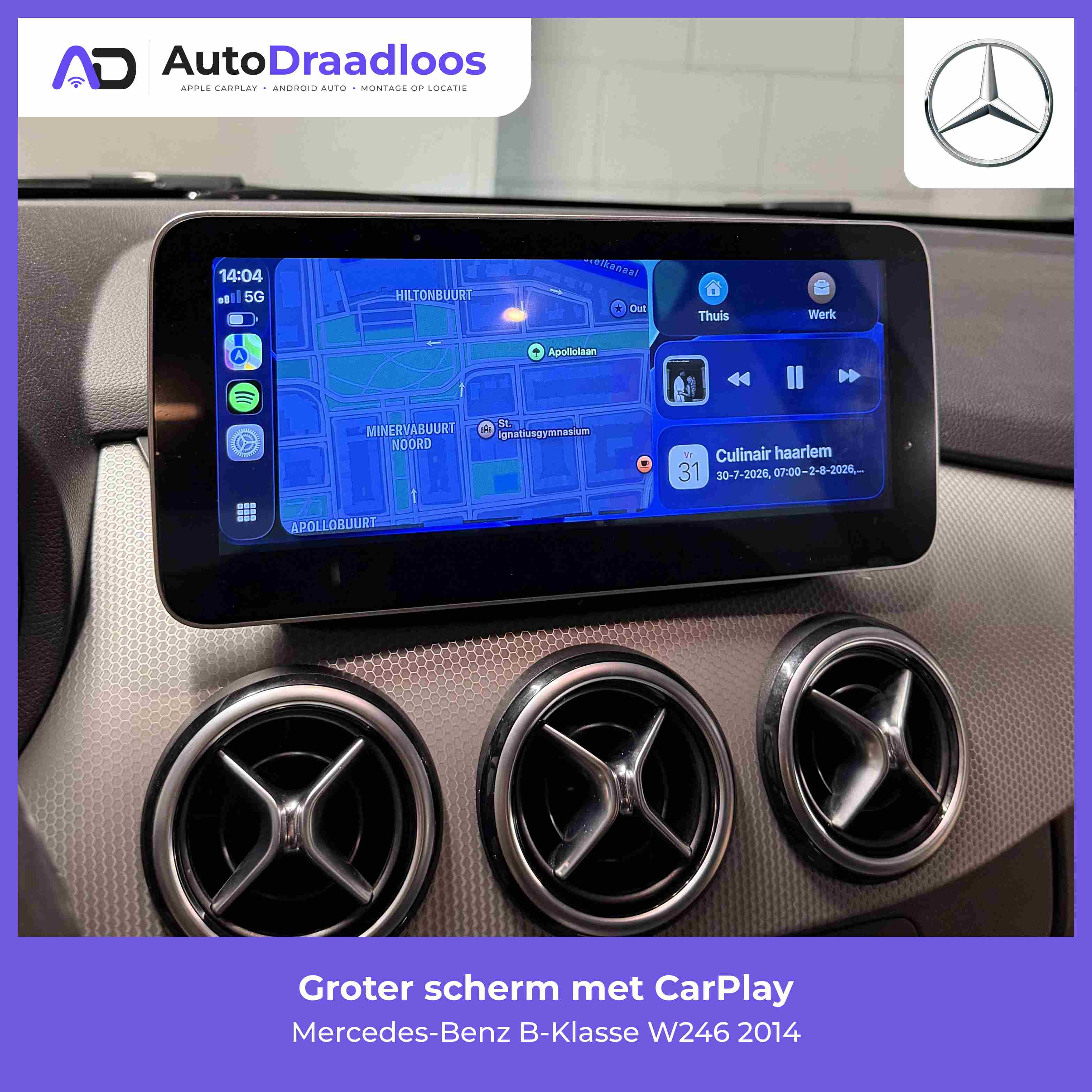 Groter scherm met CarPlay in een B-Klasse