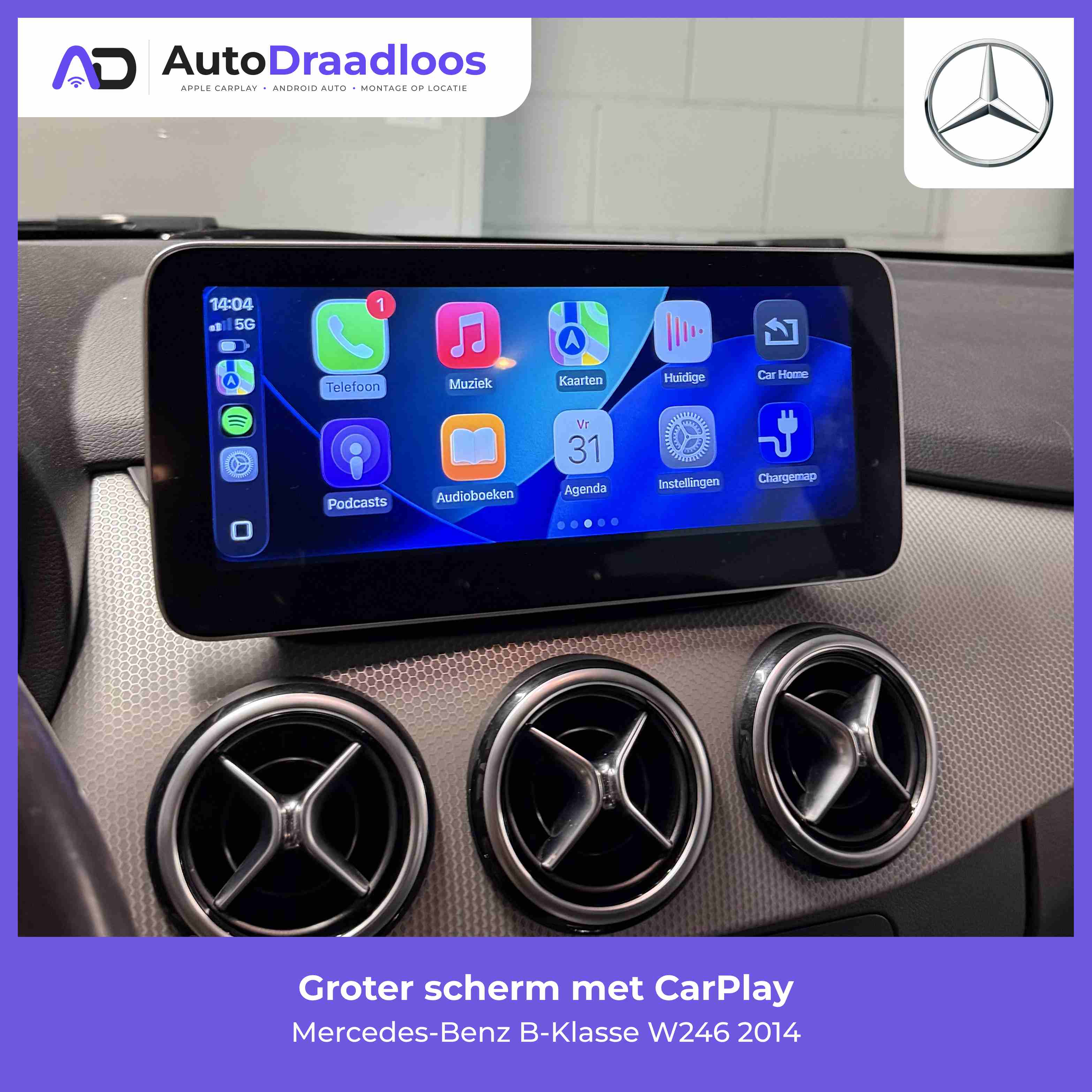 Groter scherm met CarPlay in een B-Klasse