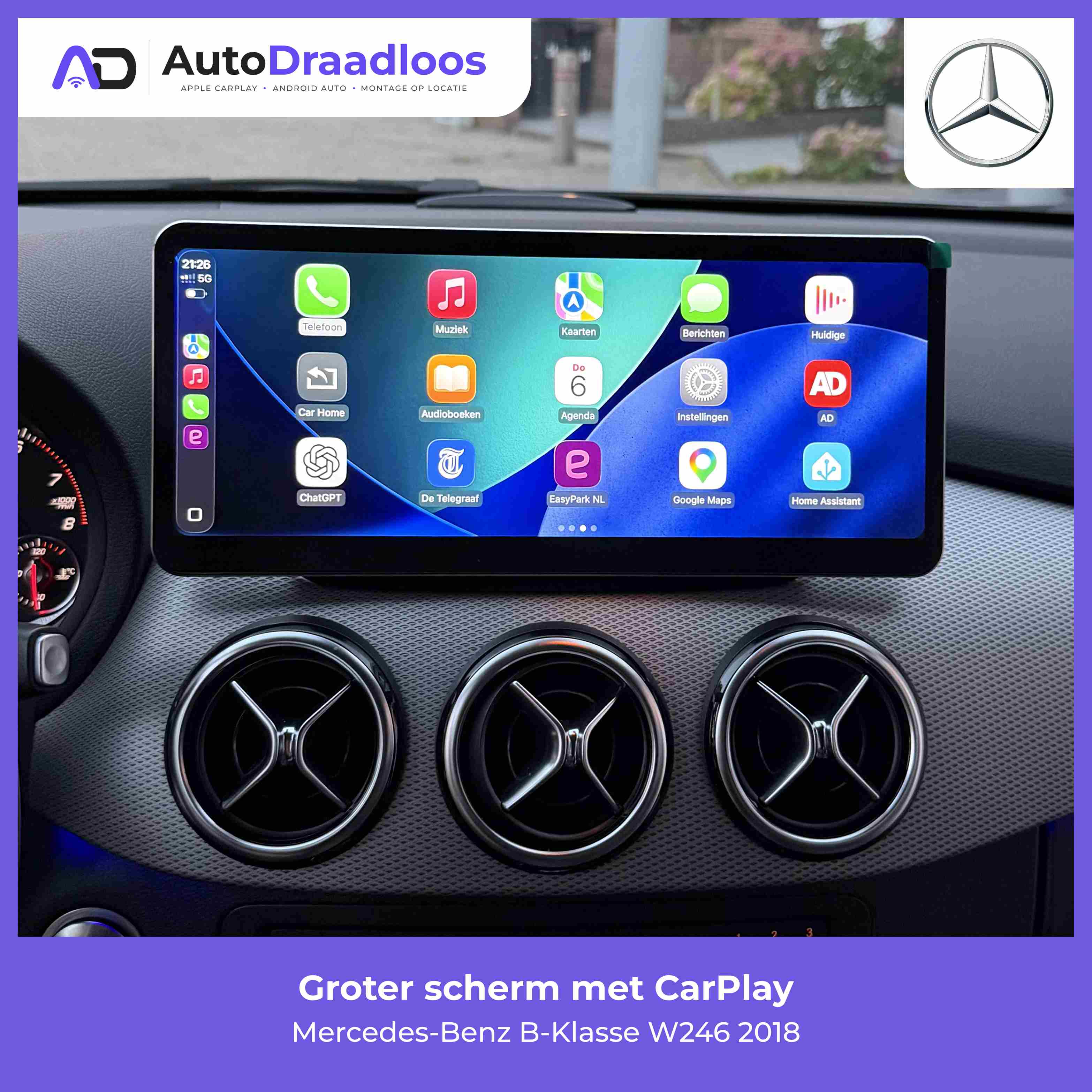 Groter scherm met CarPlay in een B-Klasse