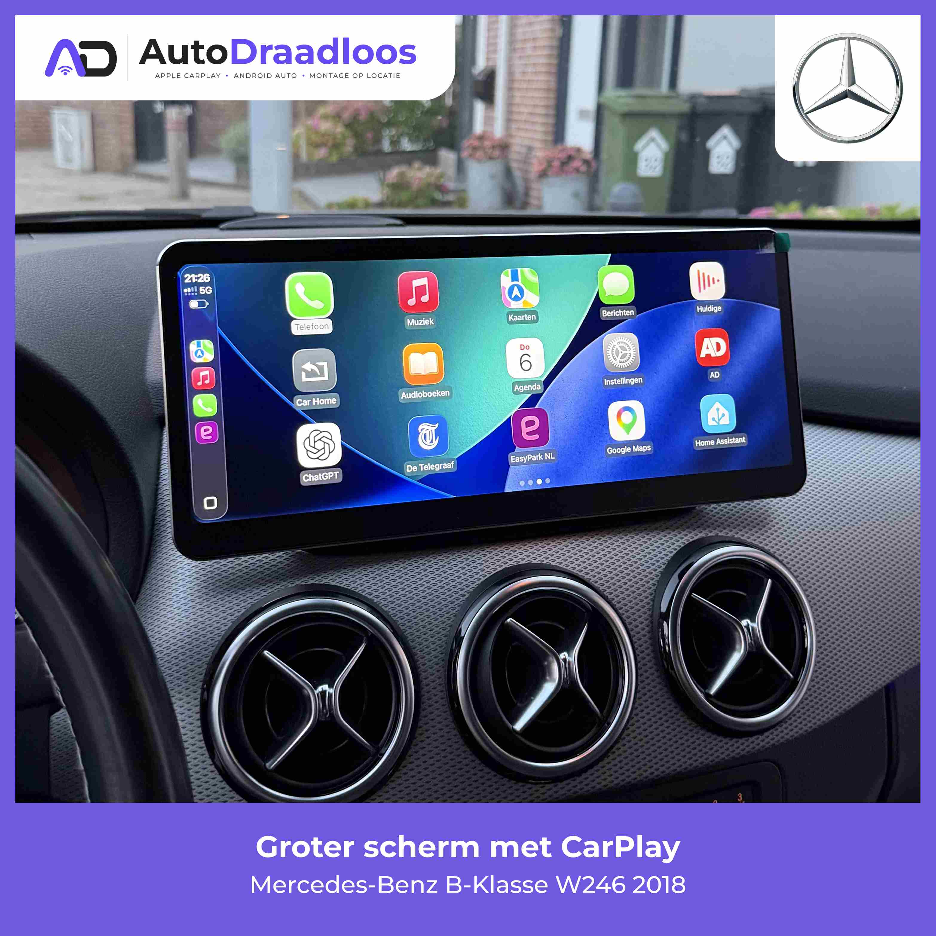 Groter scherm met CarPlay in een B-Klasse