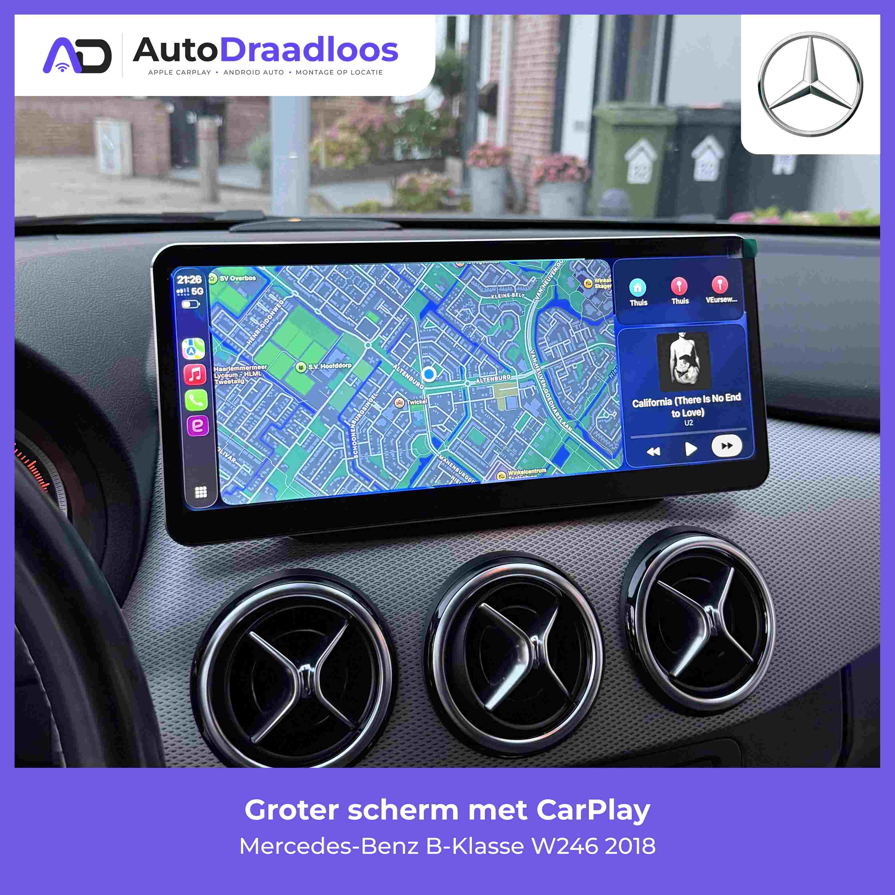 Groter scherm met CarPlay in een B-Klasse