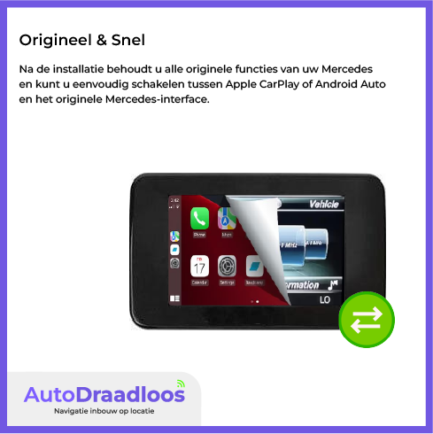 Apple CarPlay op het originele scherm van een C-Klasse
