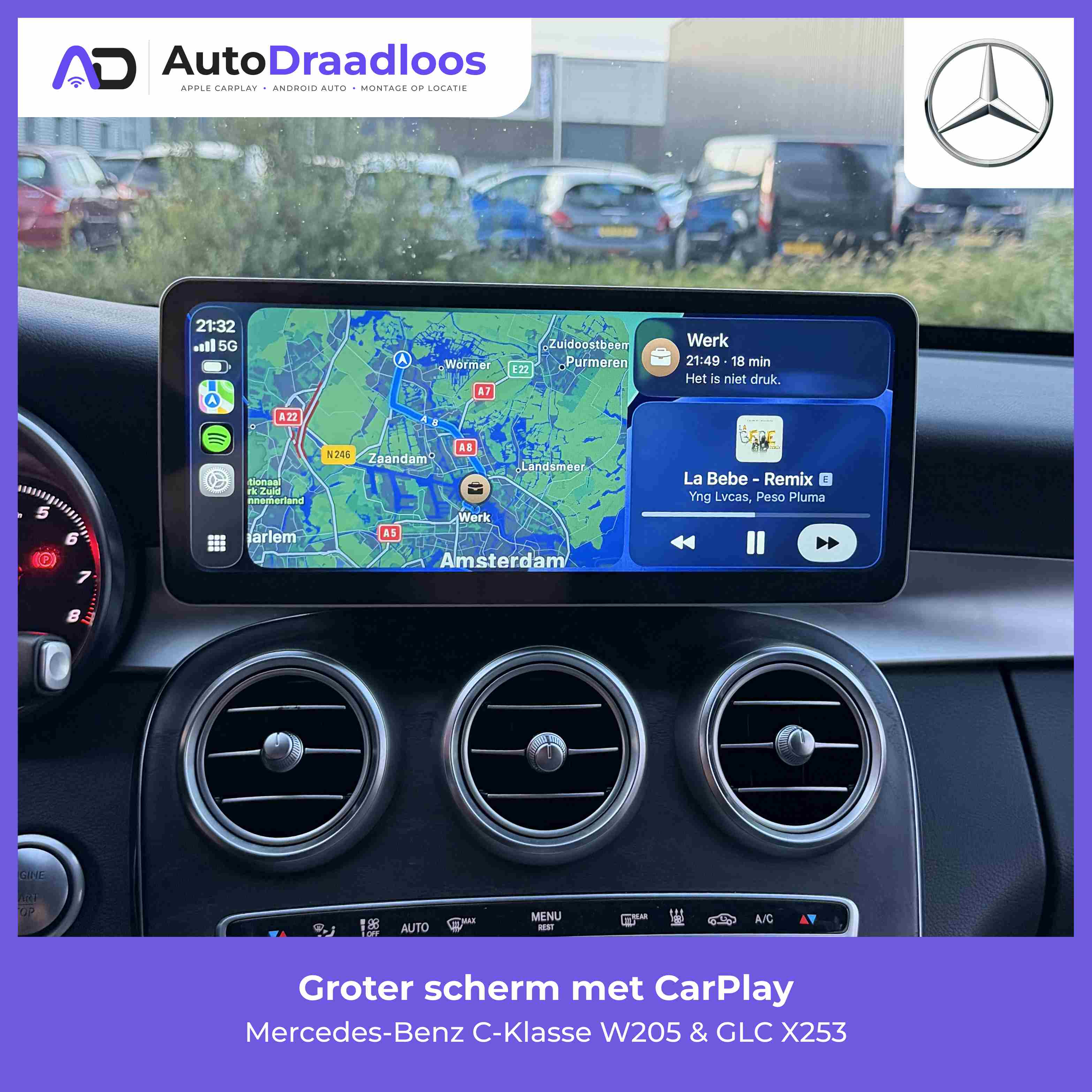 Groter scherm met CarPlay in een C-Klasse