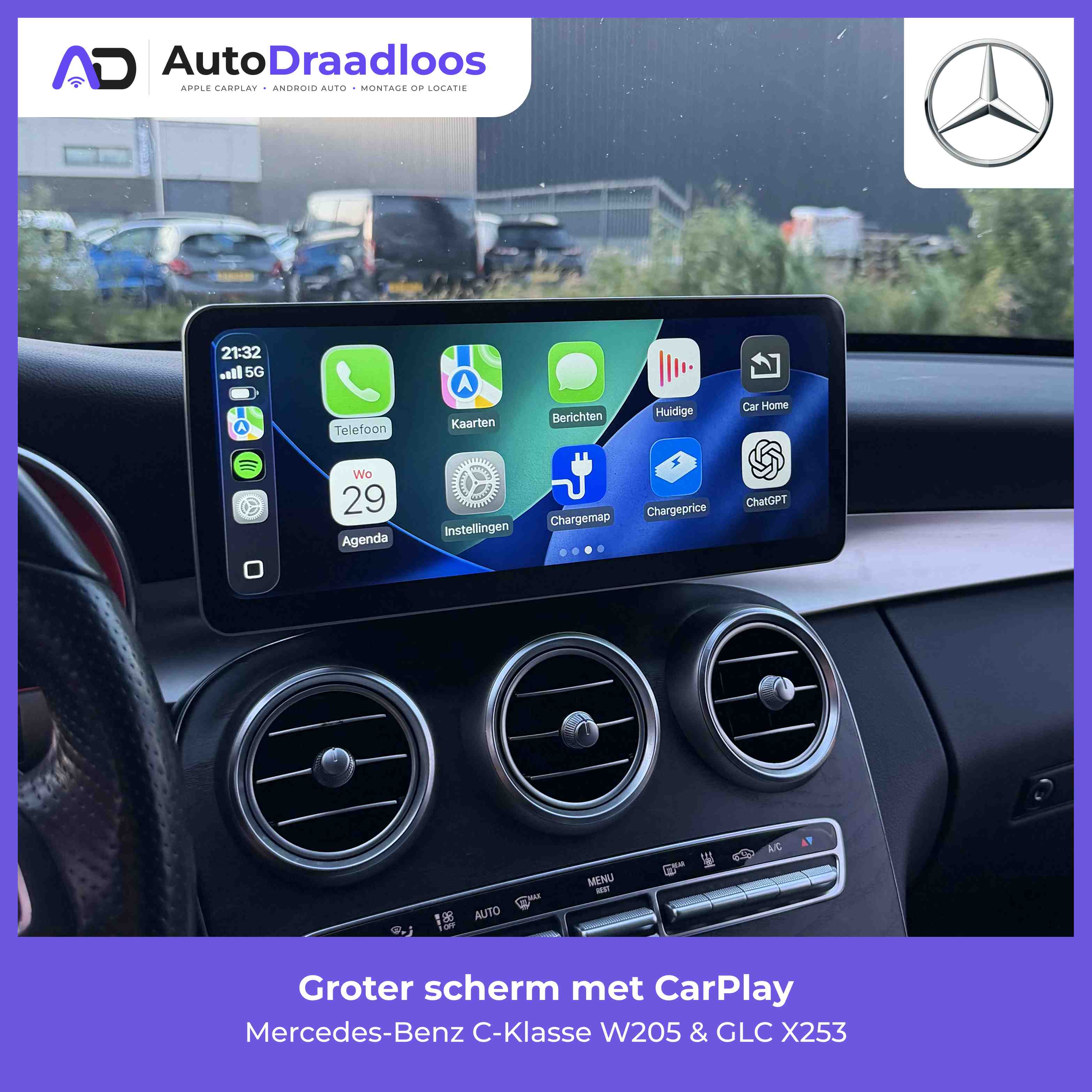 Groter scherm met CarPlay in een C-Klasse