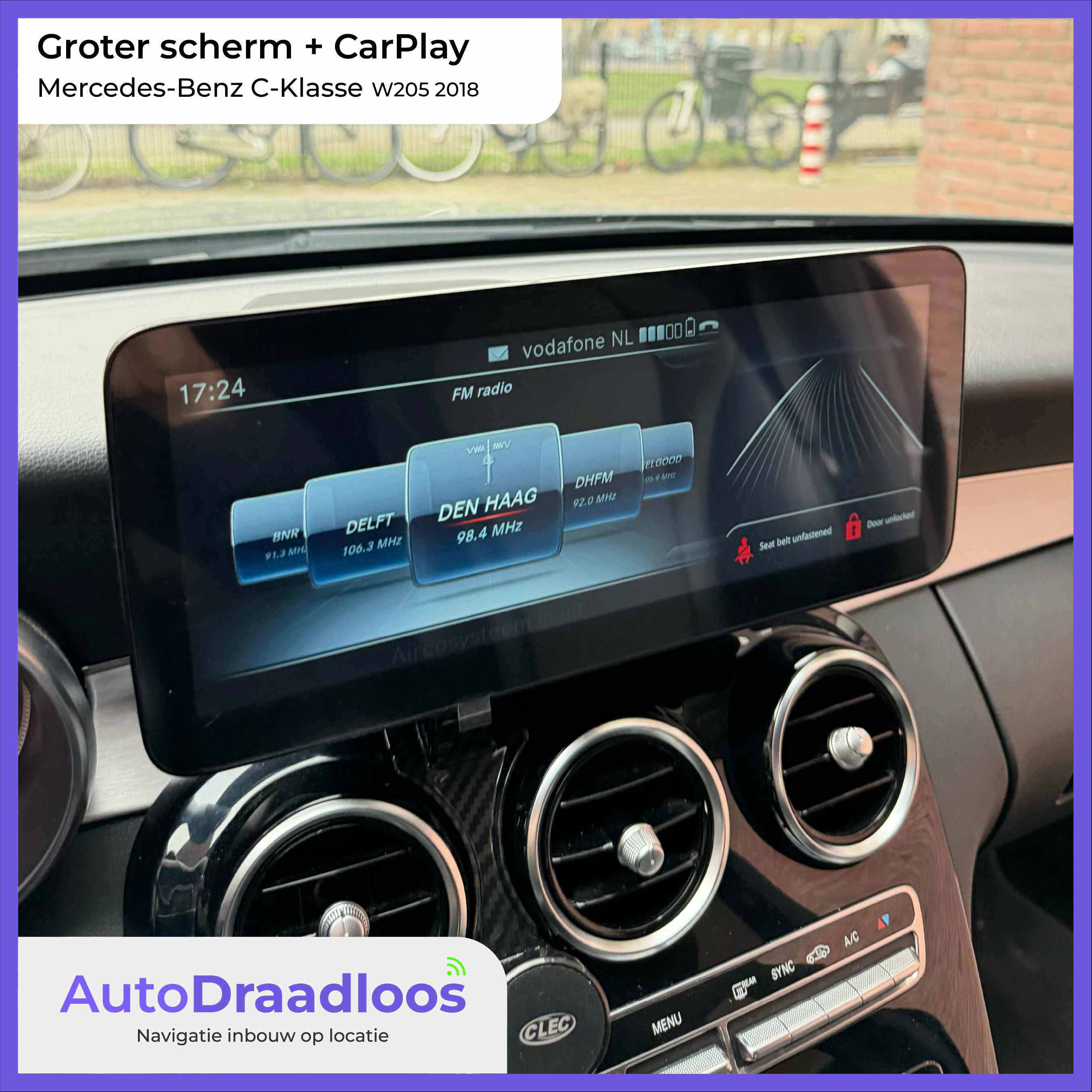 CarPlay met groter scherm in een C-Klasse