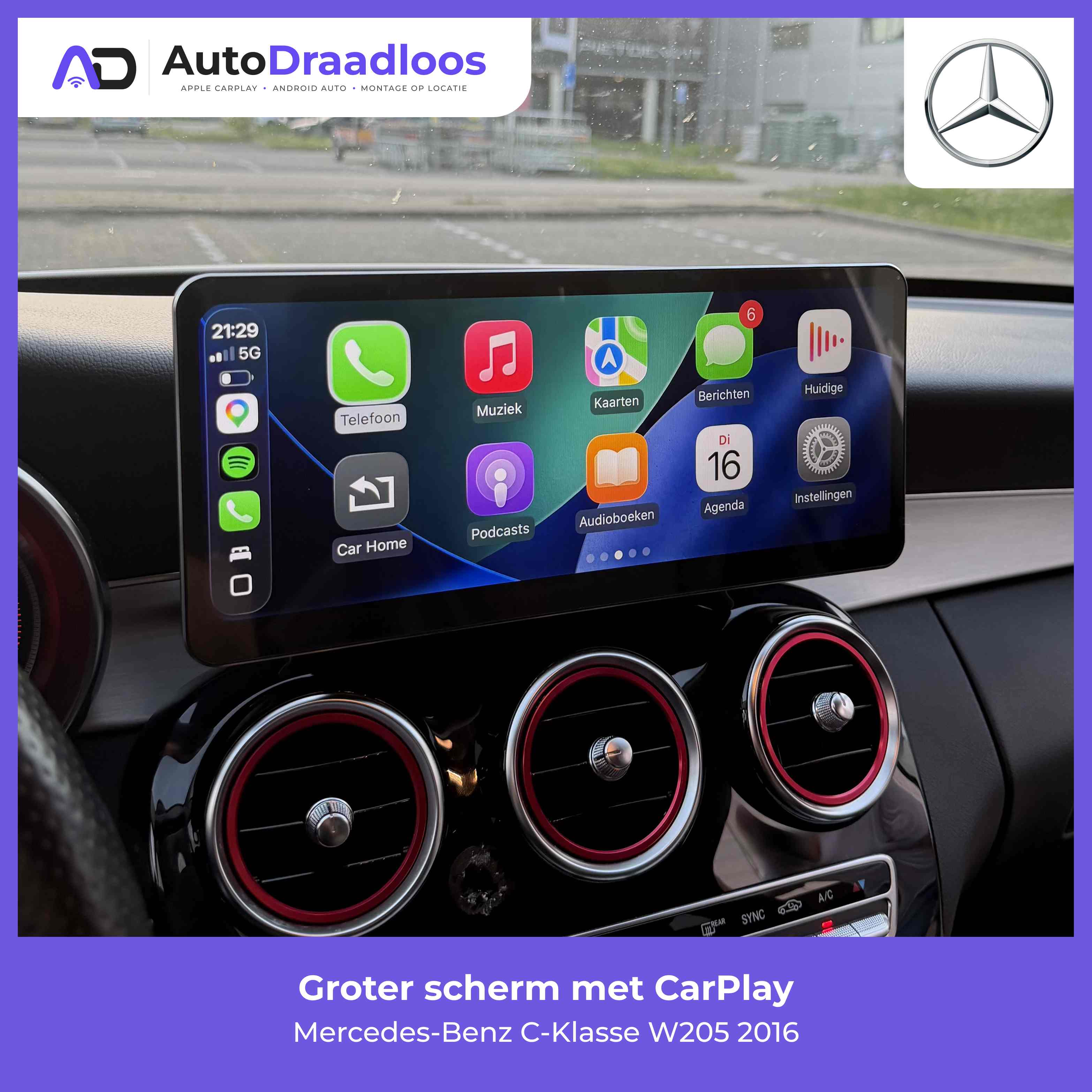 Groter scherm met CarPlay in een C-Klasse