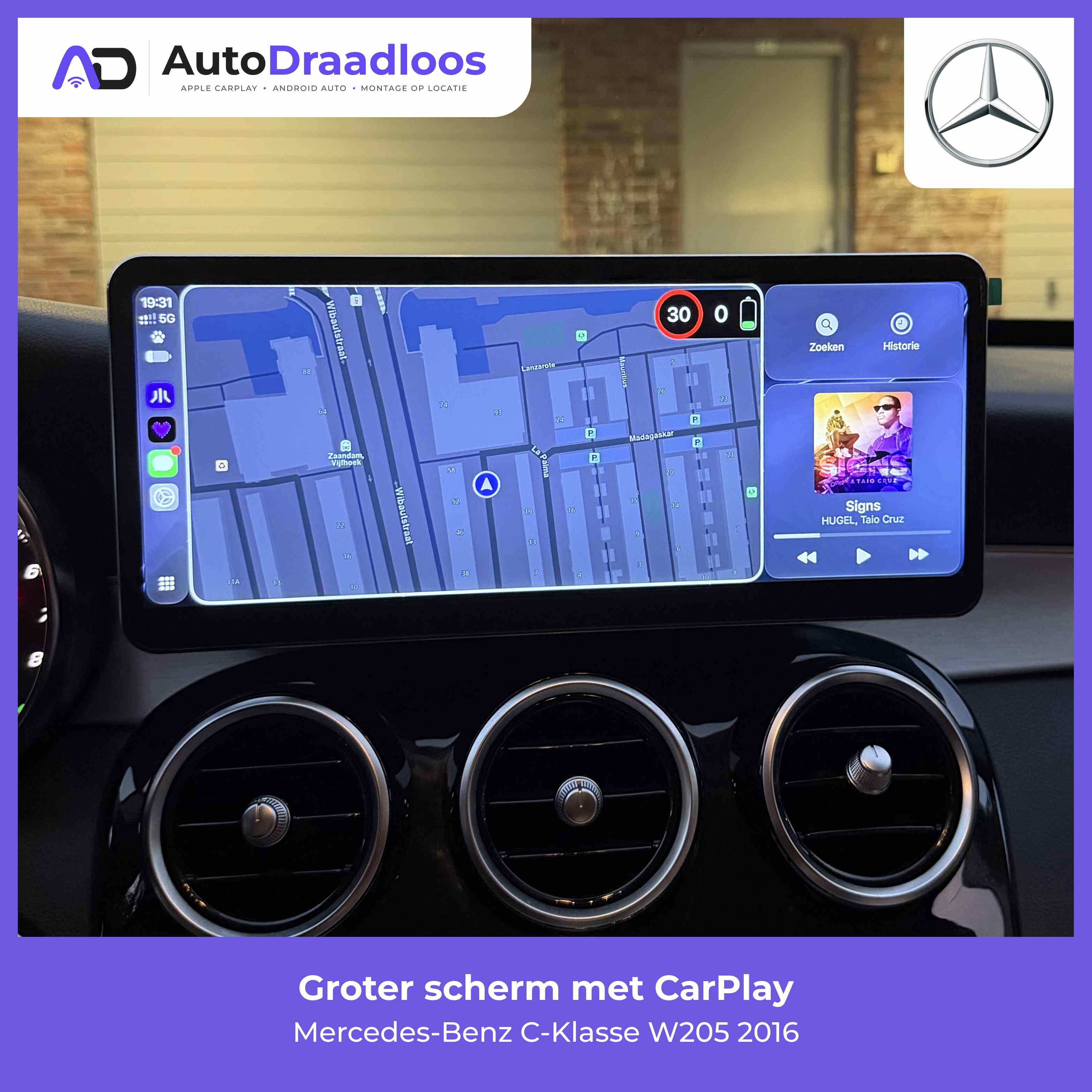 Groter scherm met CarPlay in een C-Klasse