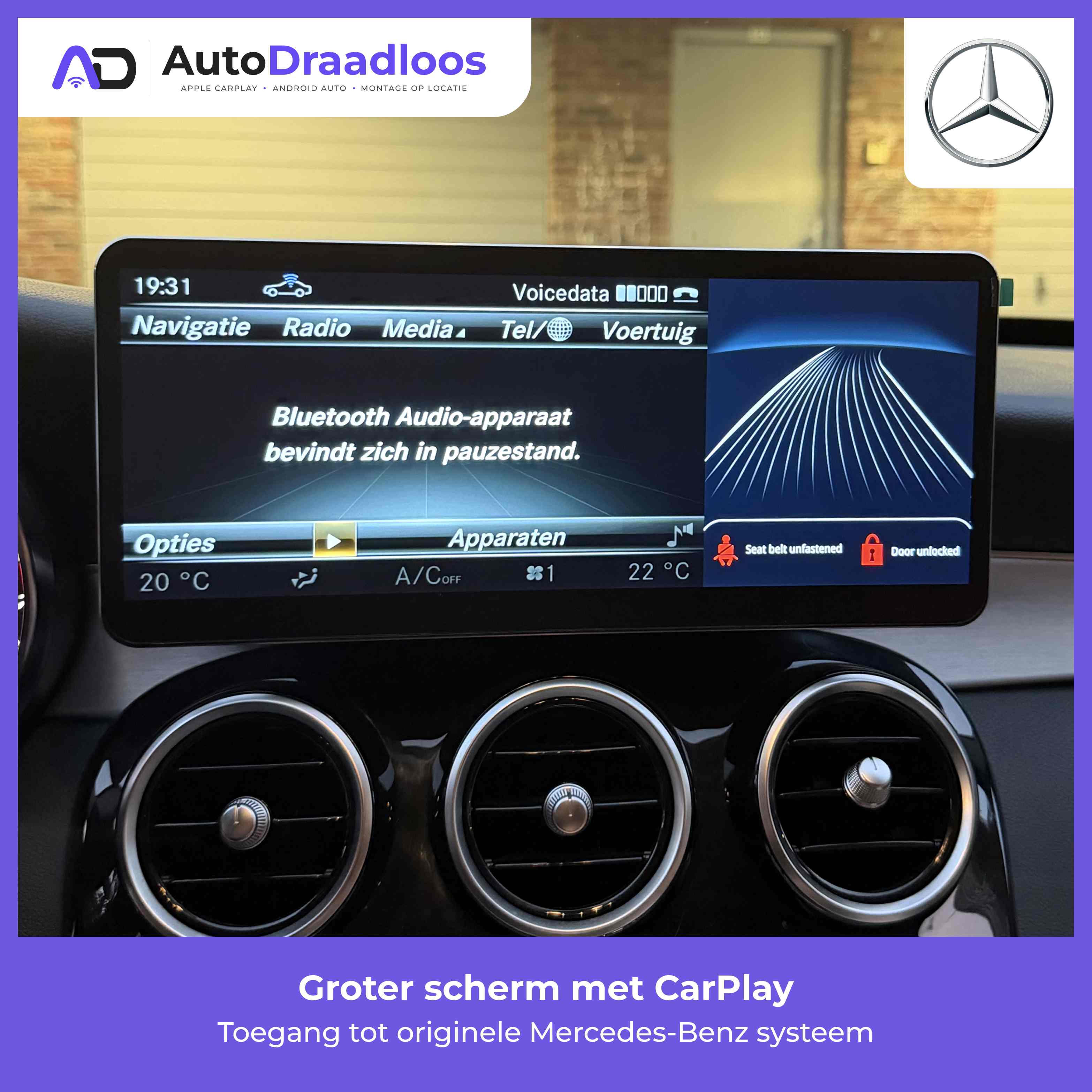 Groter scherm met CarPlay in een C-Klasse