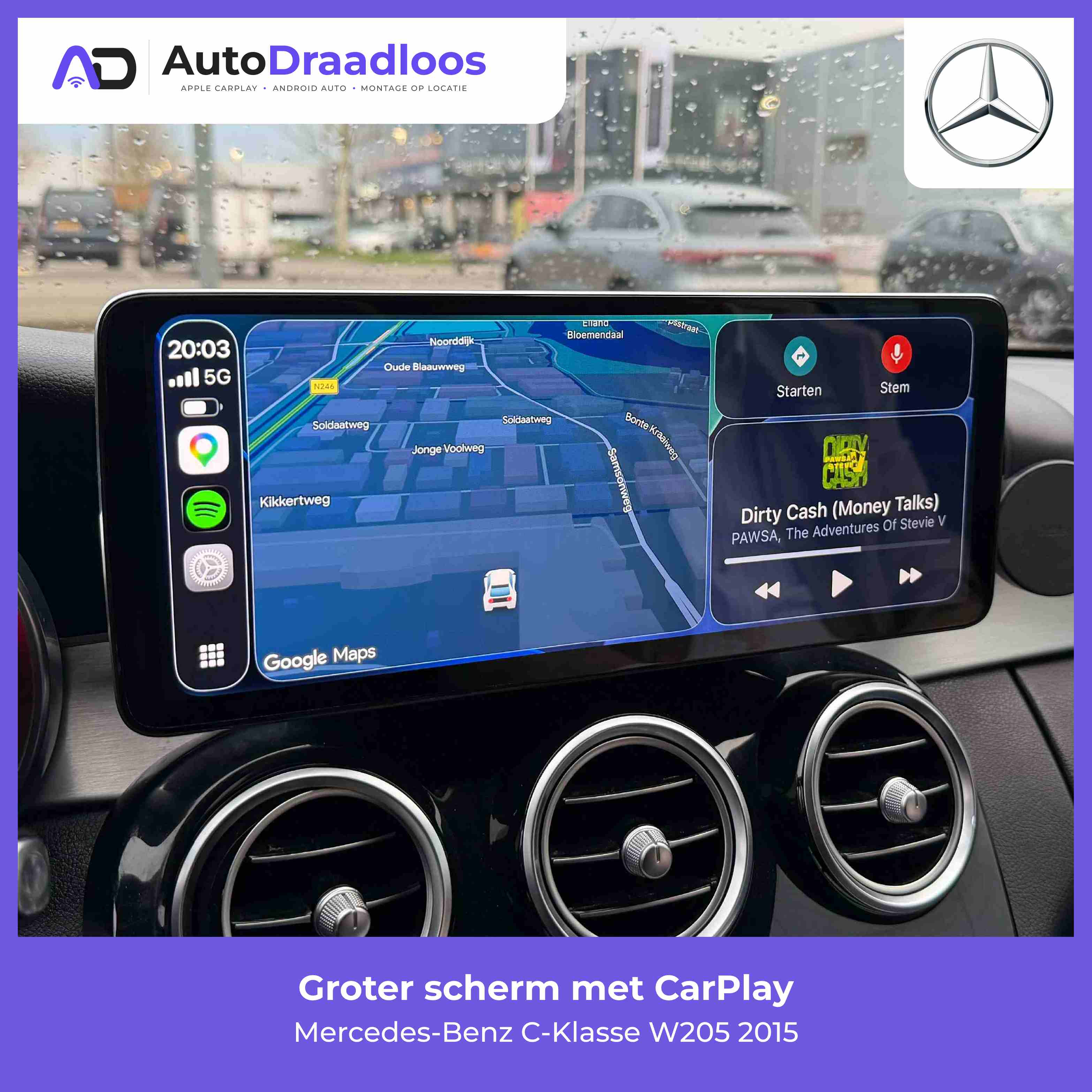 Groter scherm met CarPlay in een C-Klasse