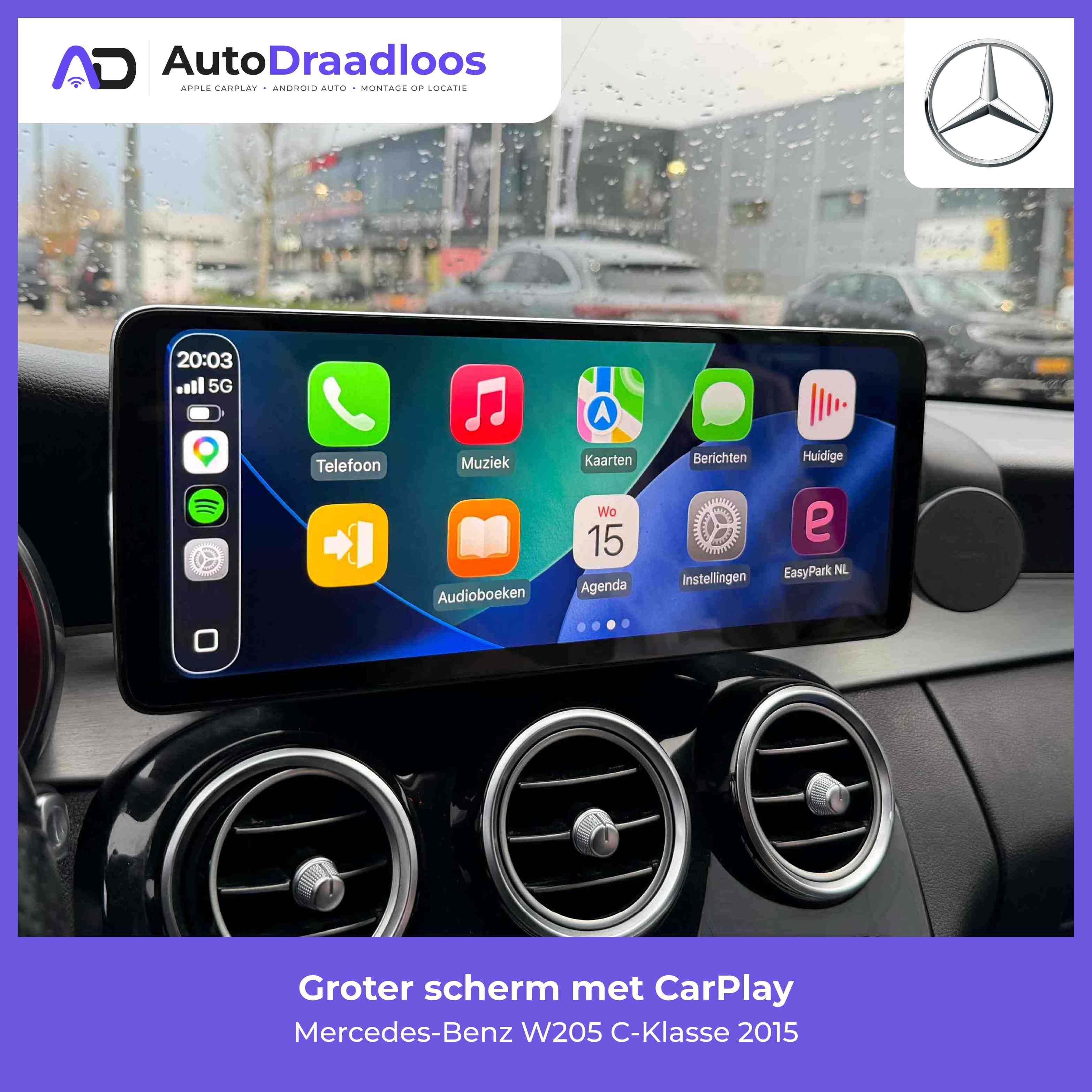 Groter scherm met CarPlay in een C-Klasse