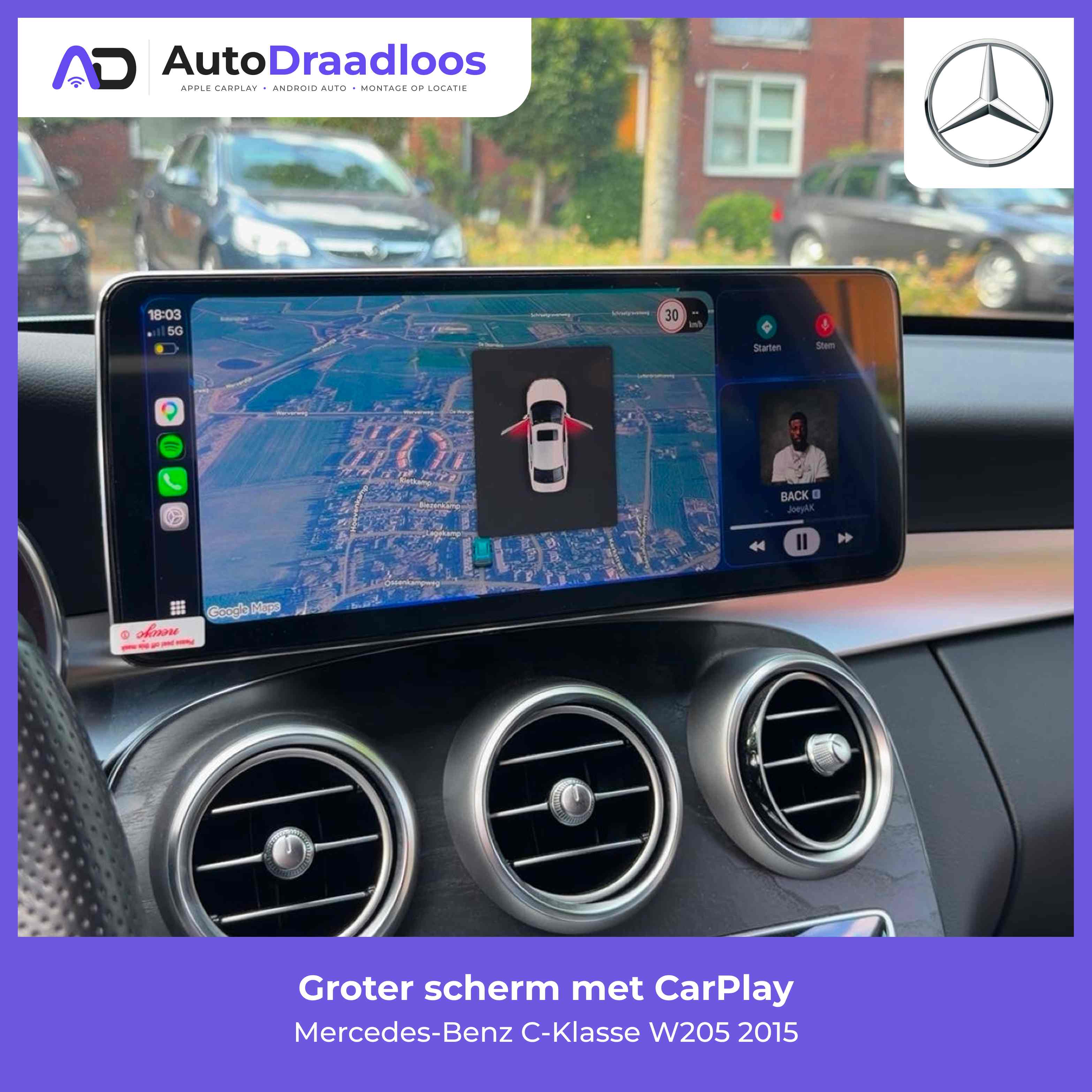 Groter scherm met CarPlay in een C-Klasse