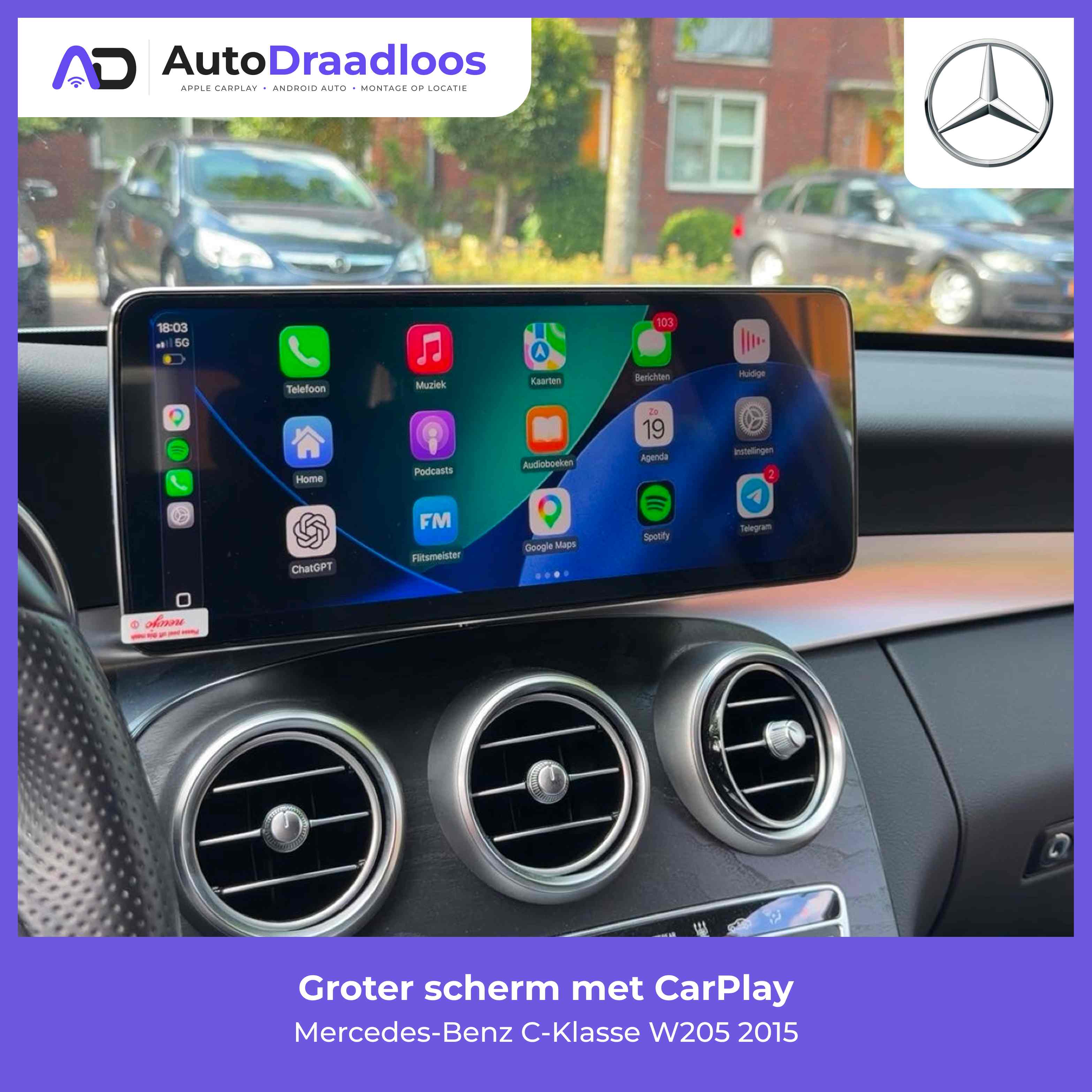Groter scherm met CarPlay in een C-Klasse
