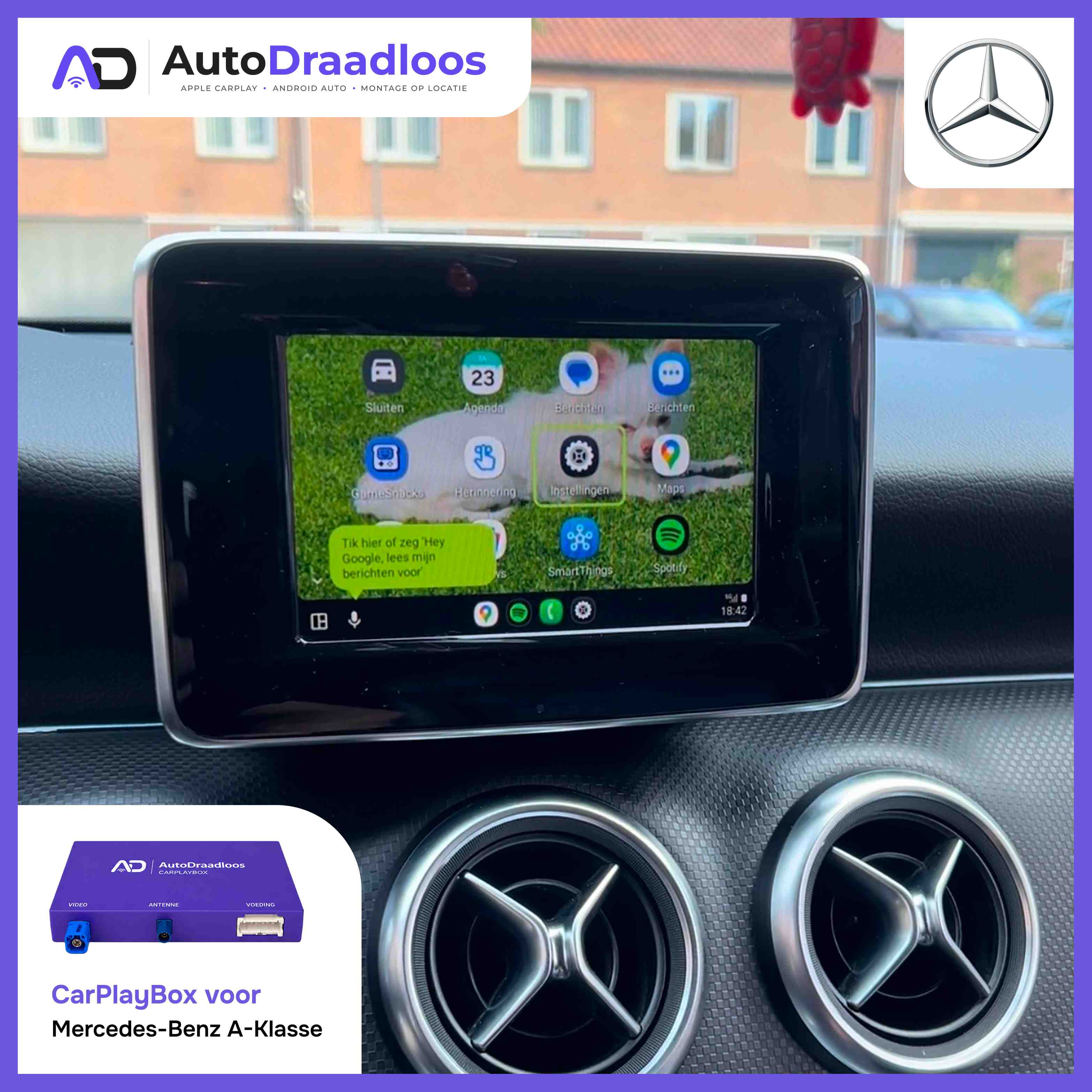Apple CarPlay op het originele scherm van een A-Klasse