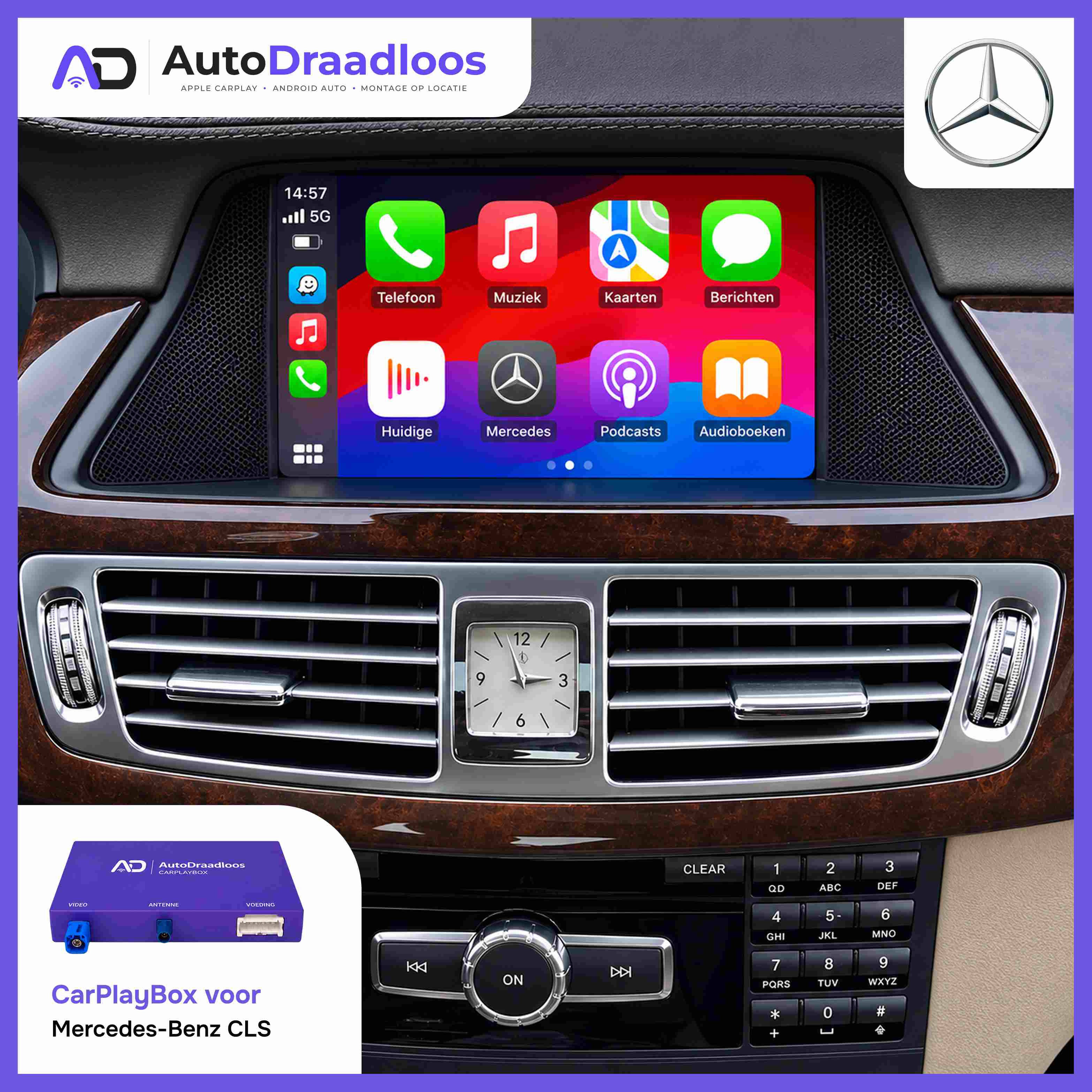 Apple CarPlay op het originele scherm van een CLS