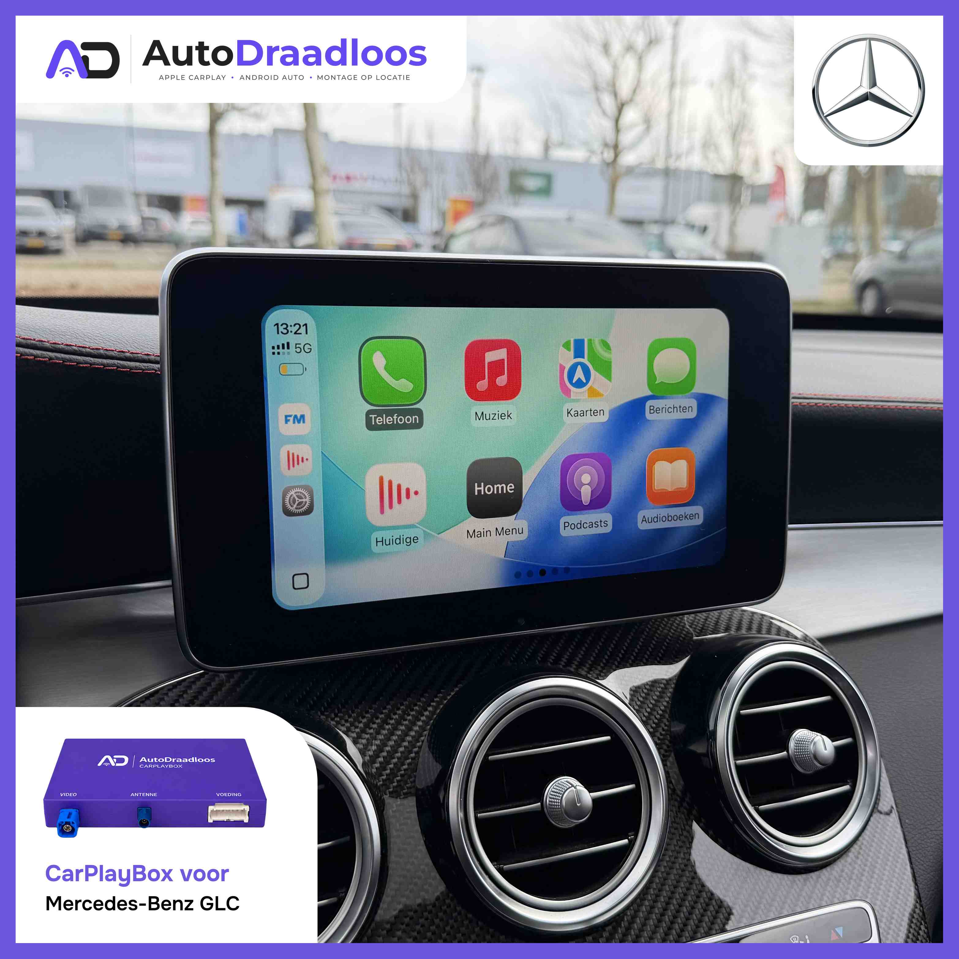 Apple CarPlay op het originele scherm van een GLC