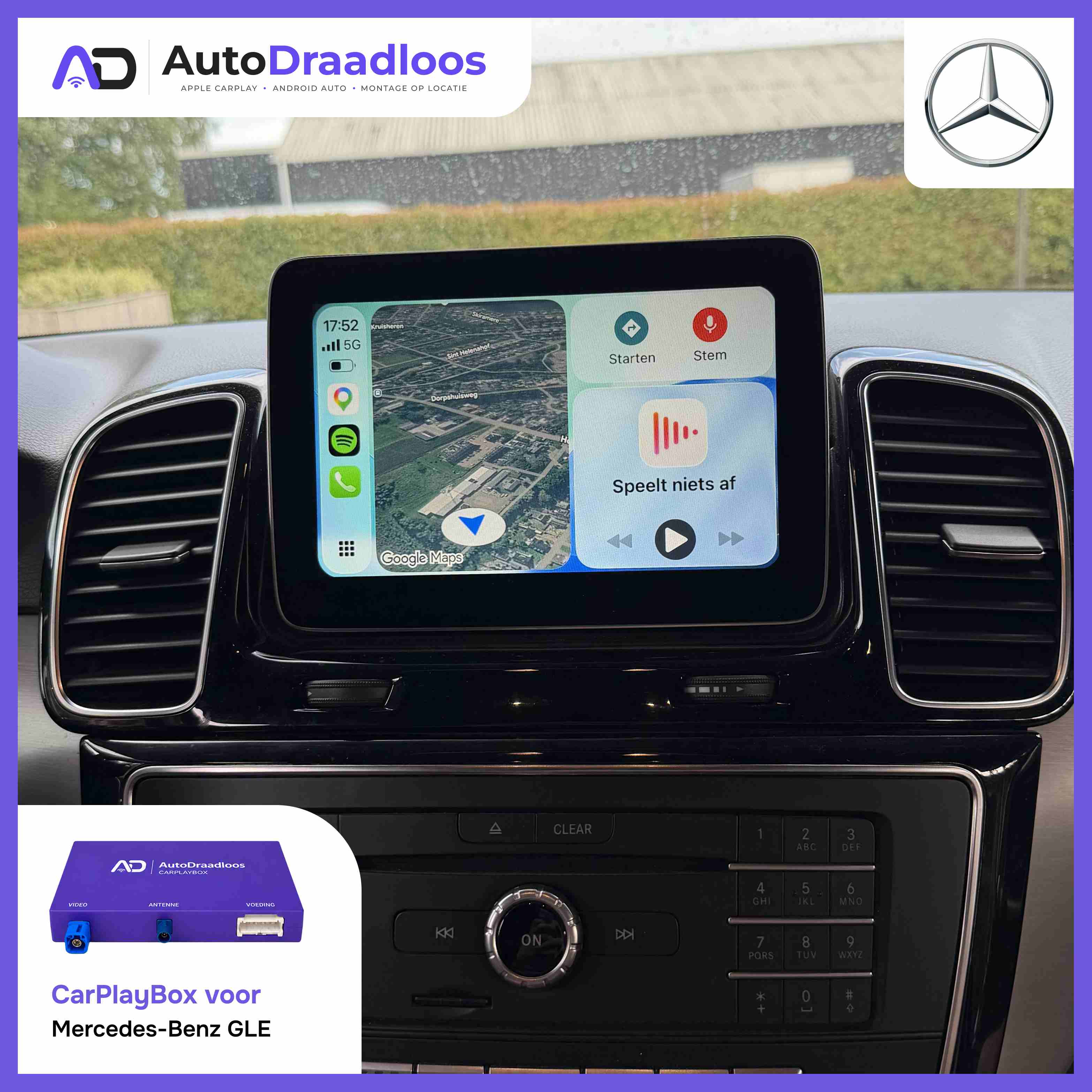 Apple CarPlay op het originele scherm van een GLE