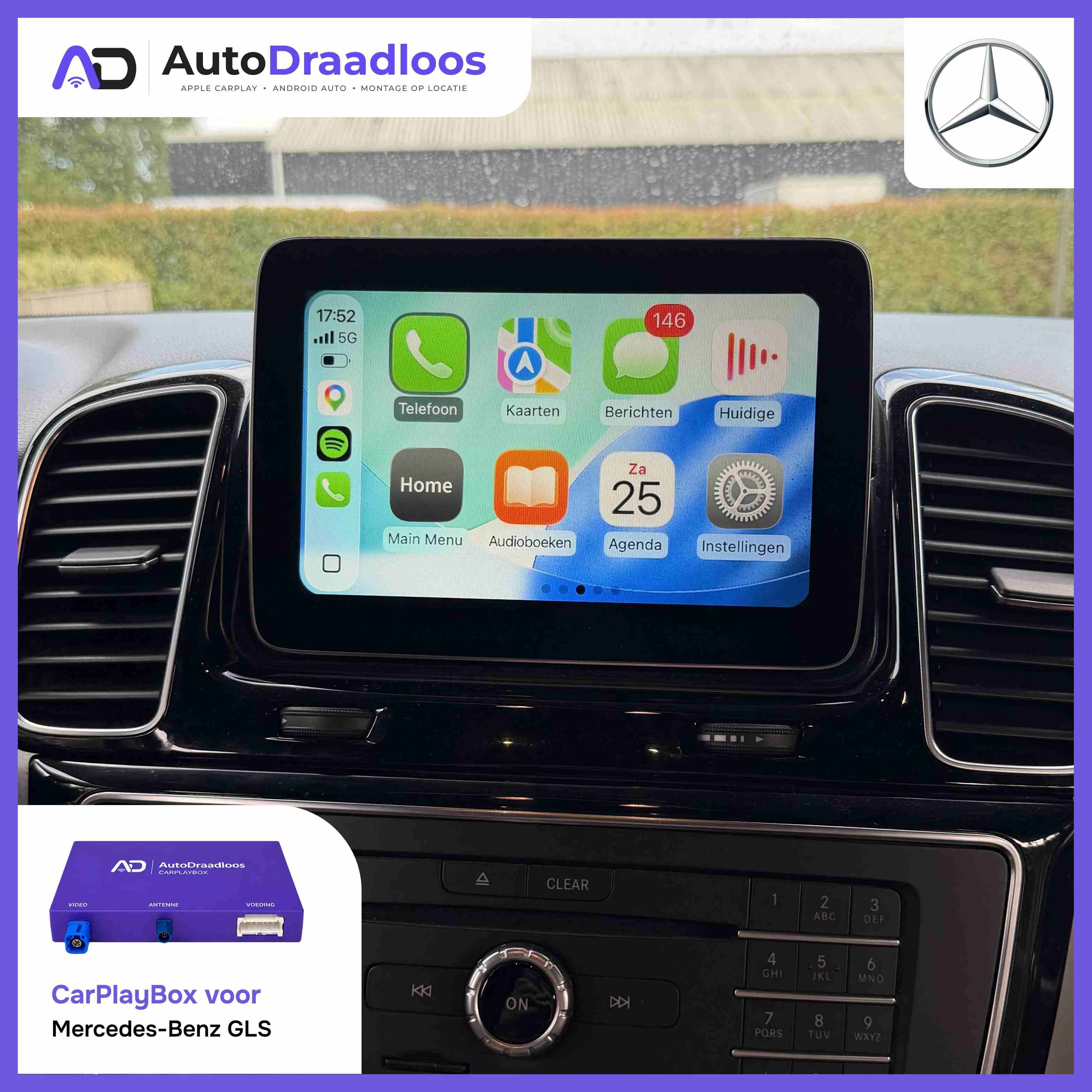 Apple CarPlay op het originele scherm van een GLS