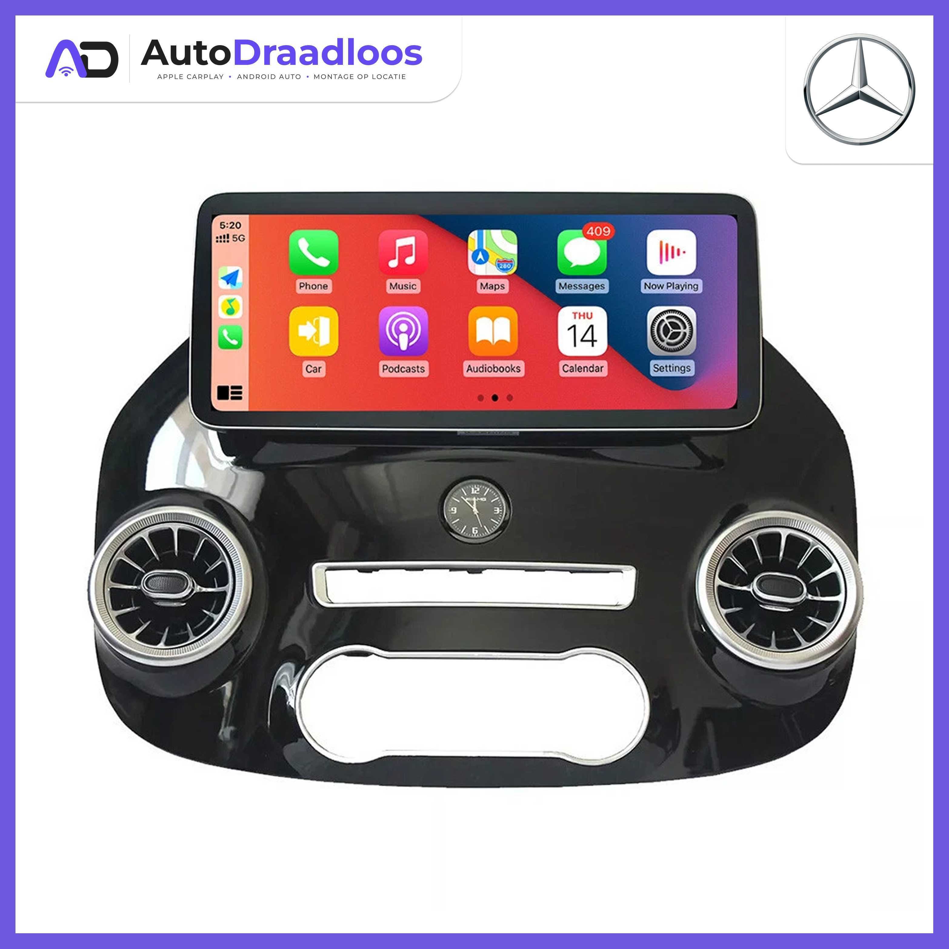 Apple CarPlay op het originele scherm van een Vito