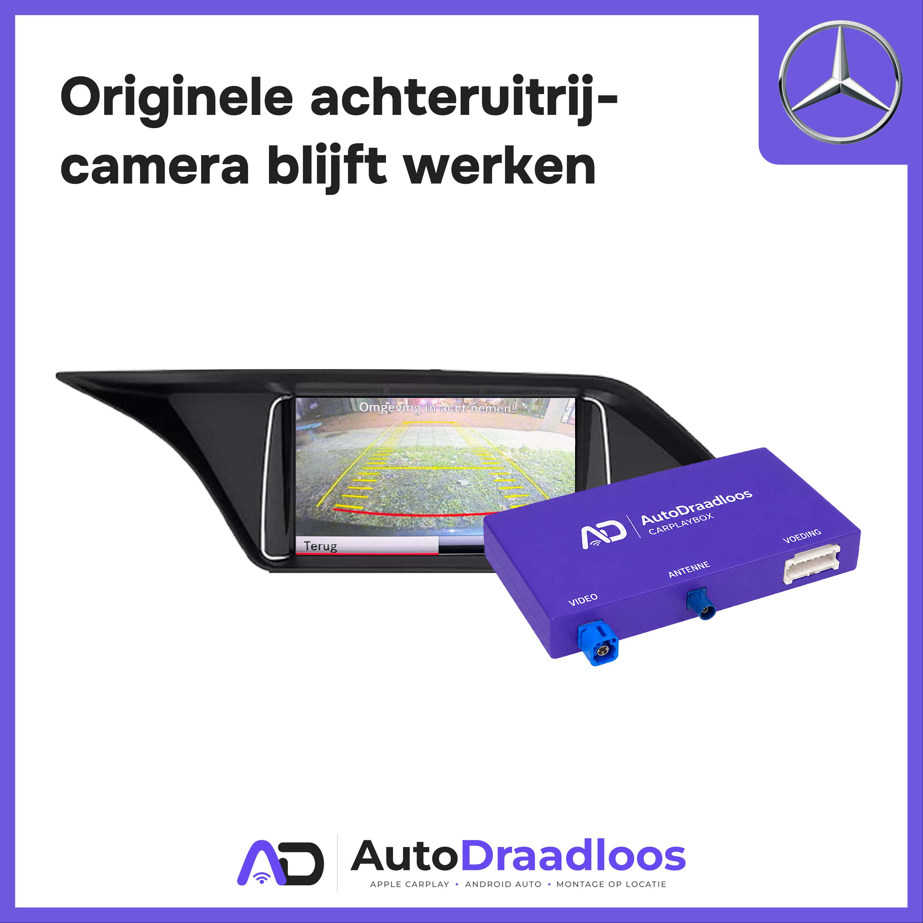 Apple CarPlay op het originele scherm van een W204 C-Klasse
