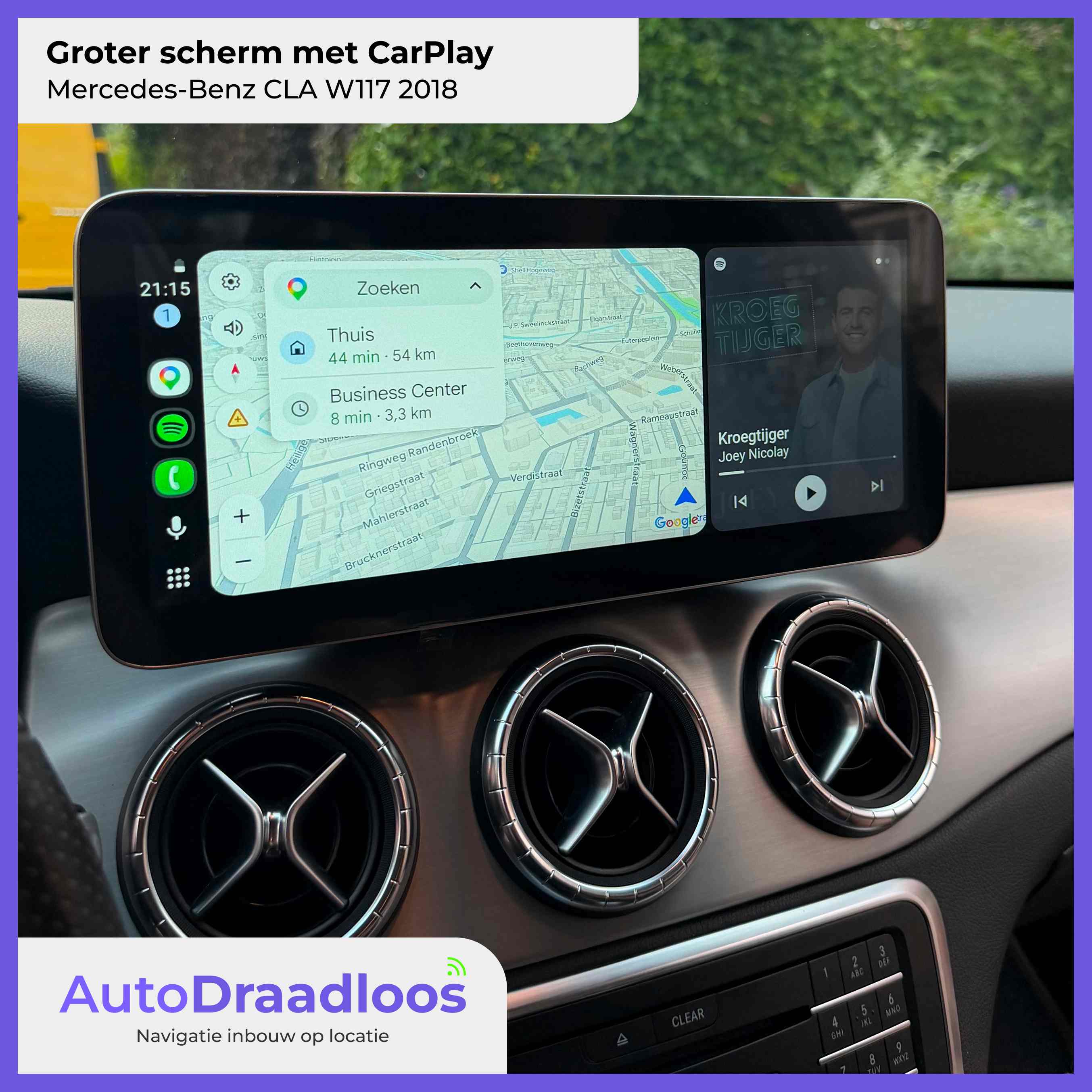 Groter scherm met Android Auto in een CLA