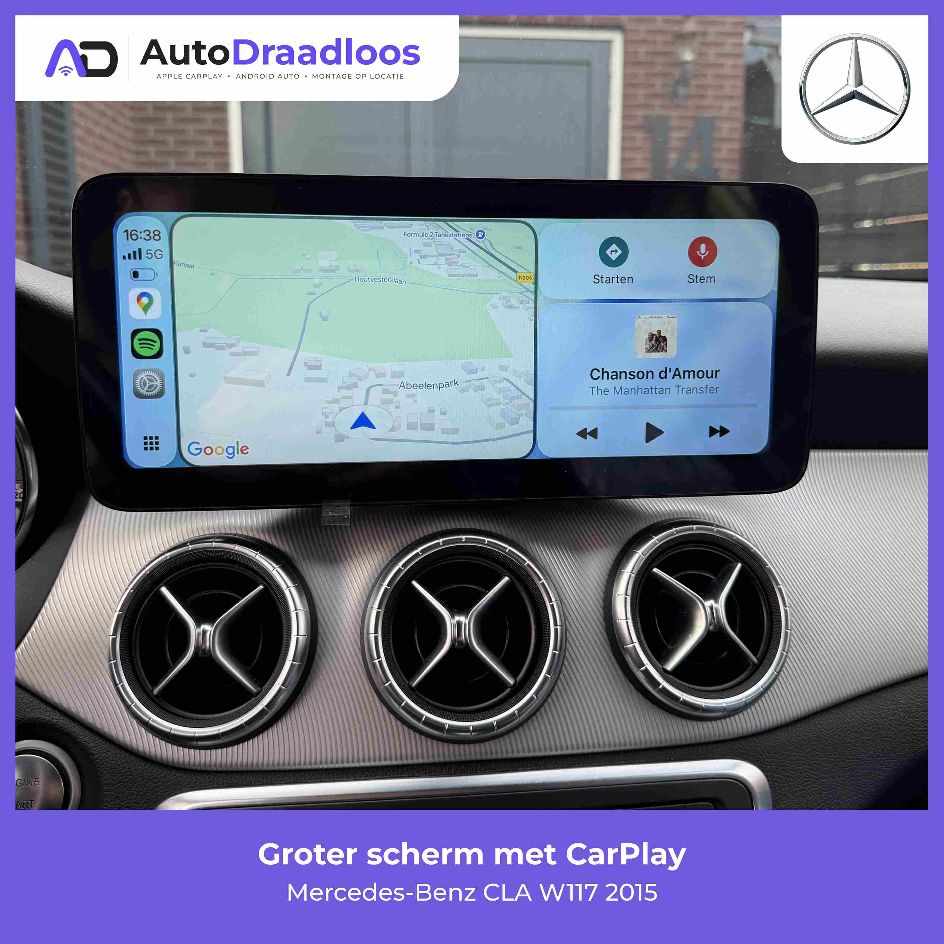 Groter scherm met CarPlay in een CLA