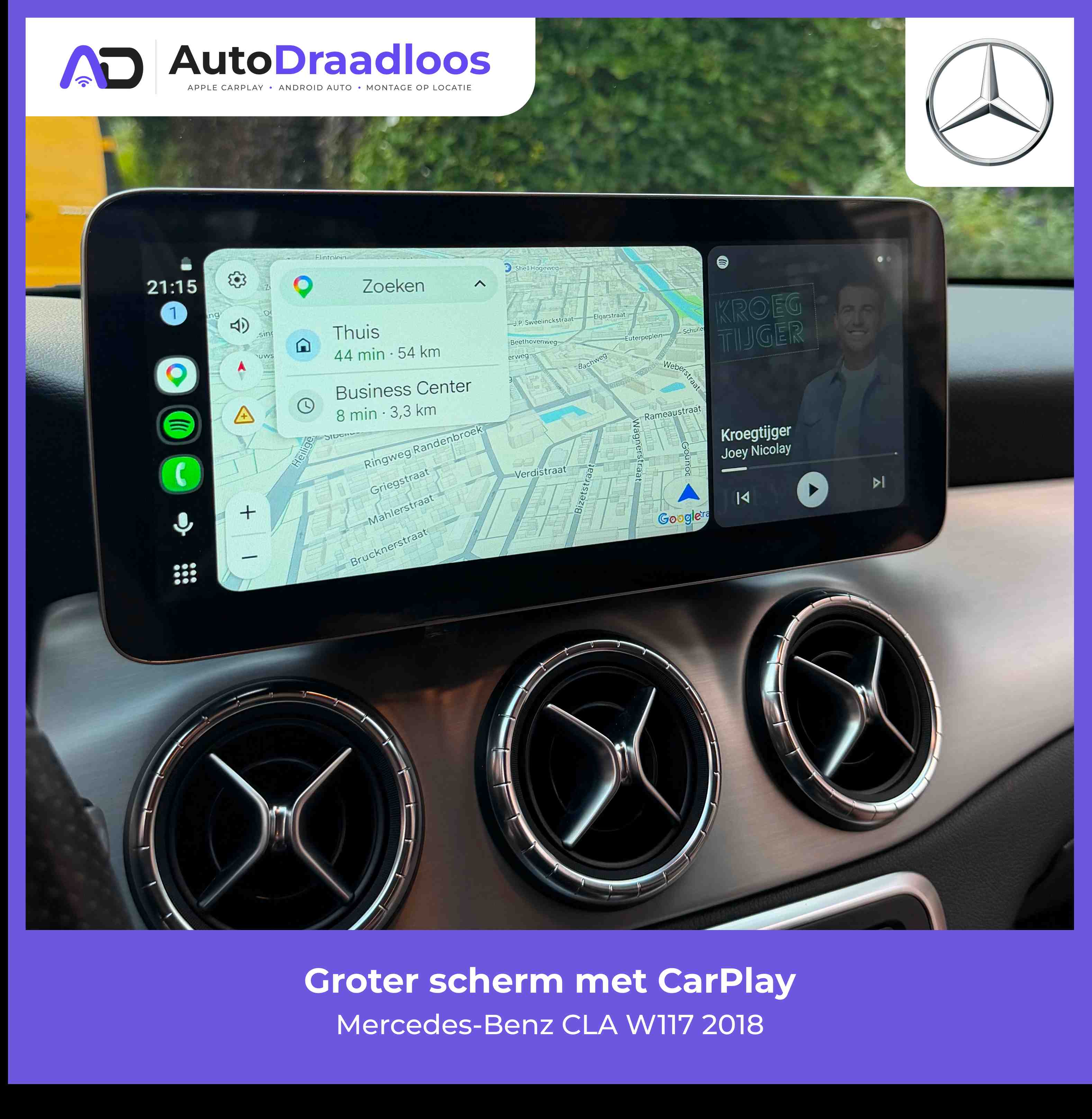 Groter scherm met CarPlay in een CLA