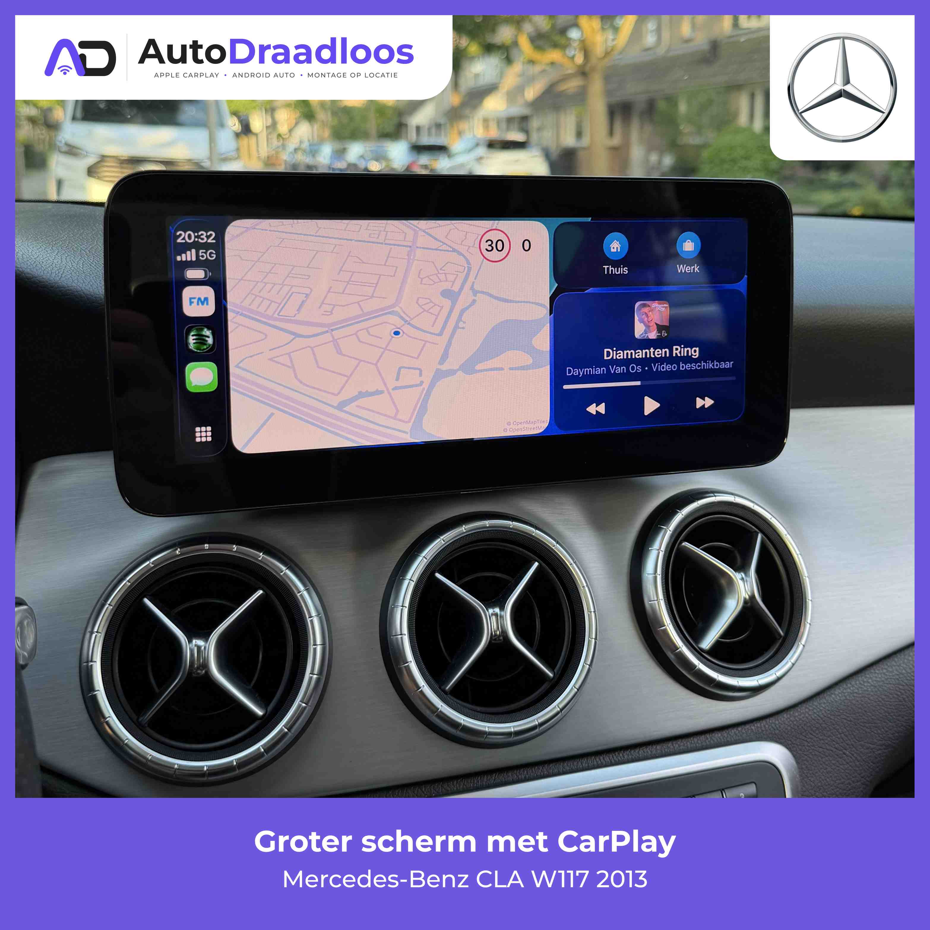 Groter scherm met CarPlay in een CLA