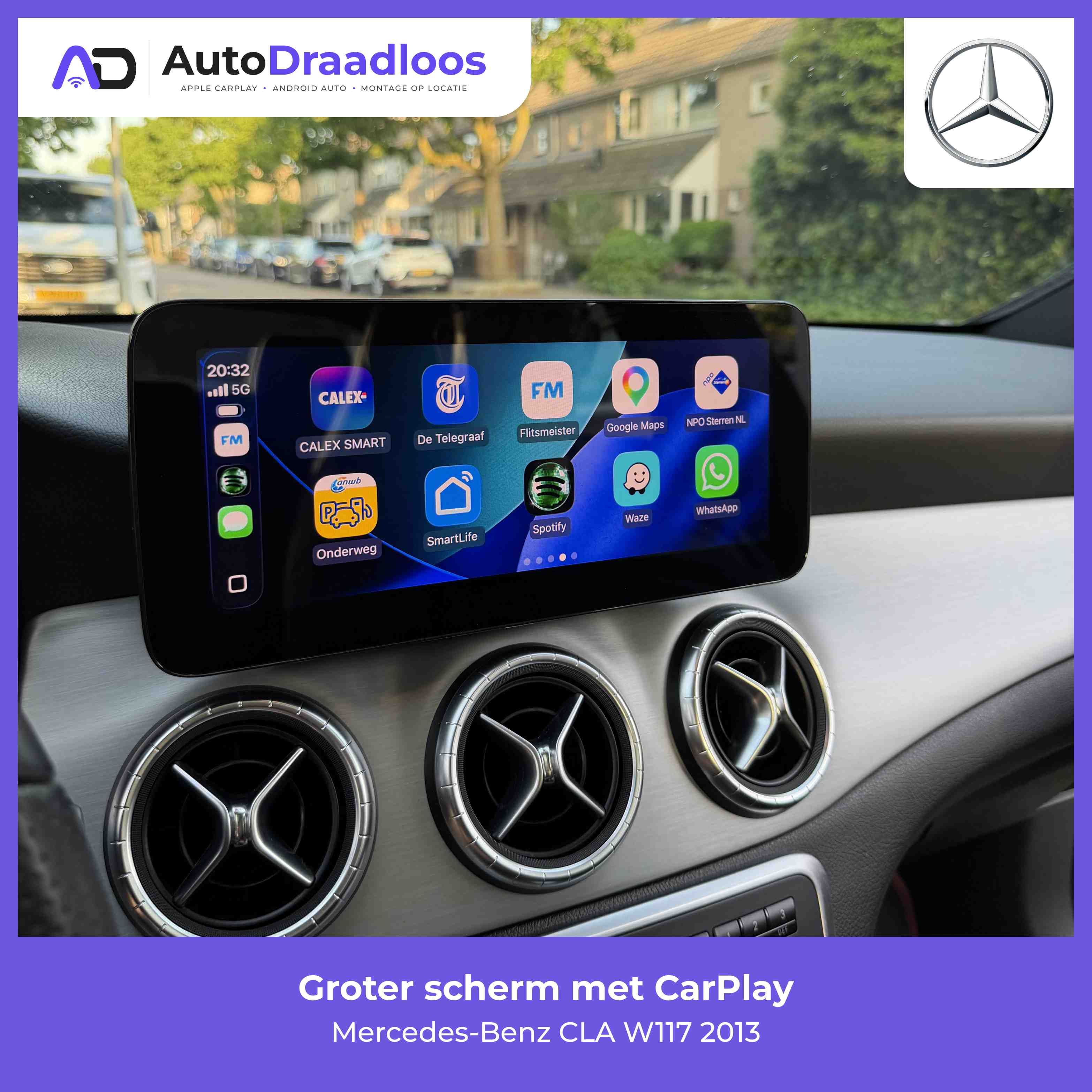 Groter scherm met CarPlay in een CLA