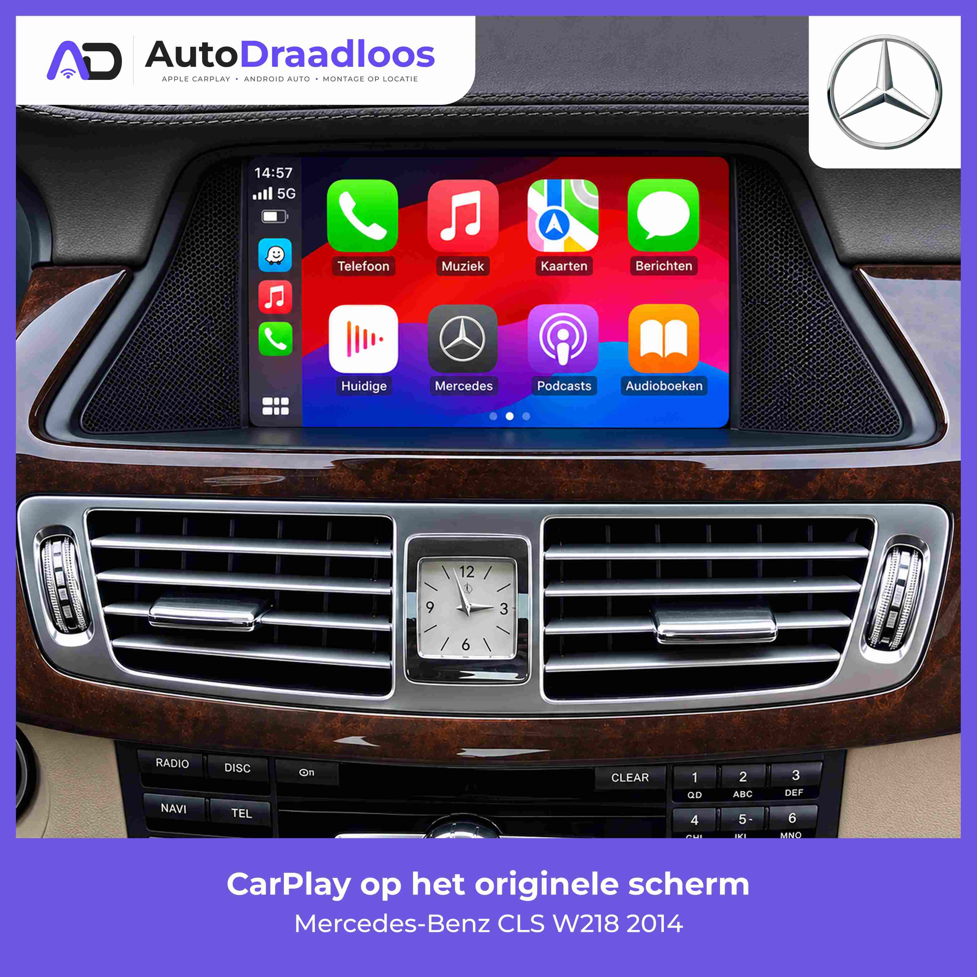 Apple CarPlay op het originele scherm van een CLS