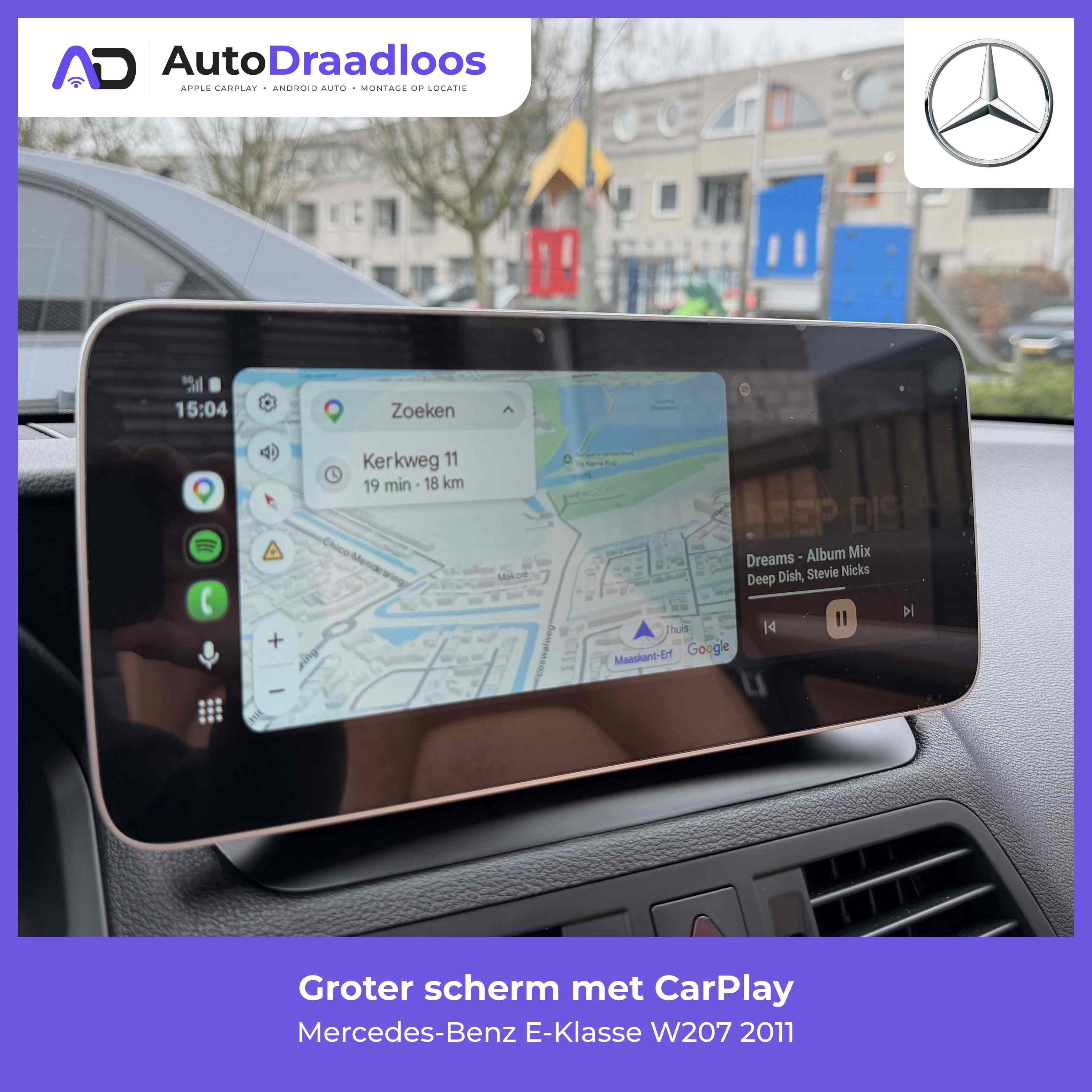 Groter scherm met CarPlay in een E-Klasse