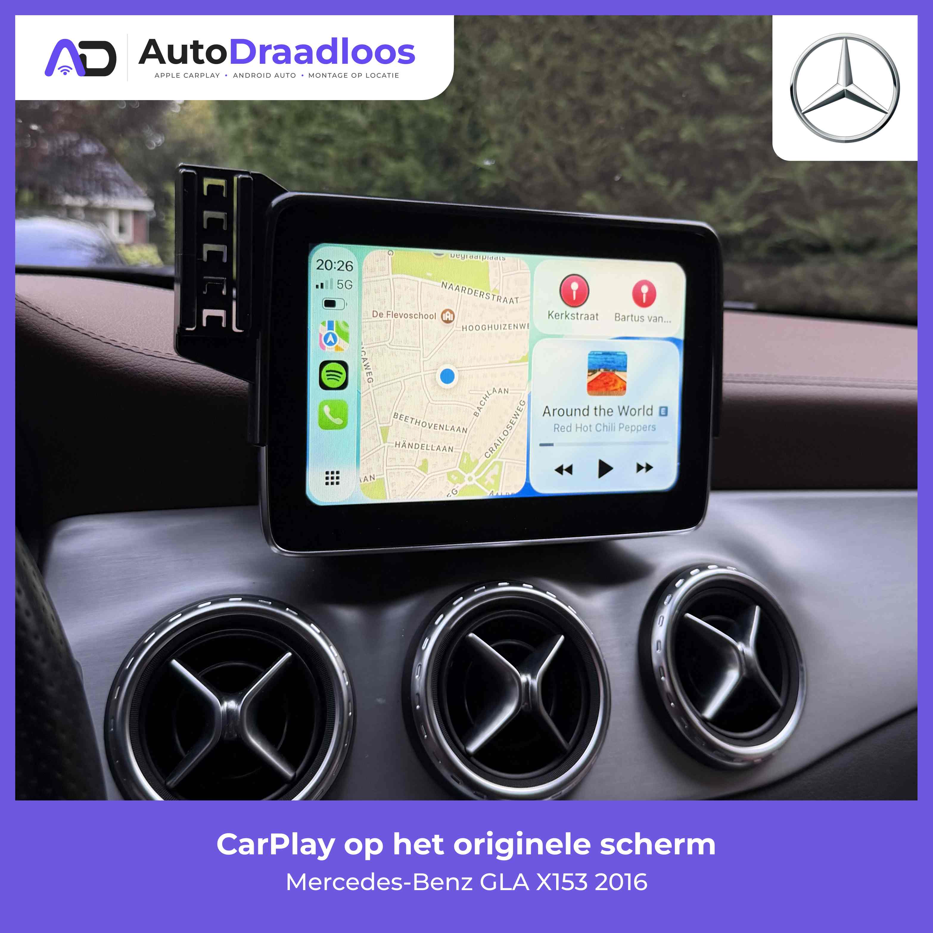 Apple CarPlay op het originele scherm van een GLA