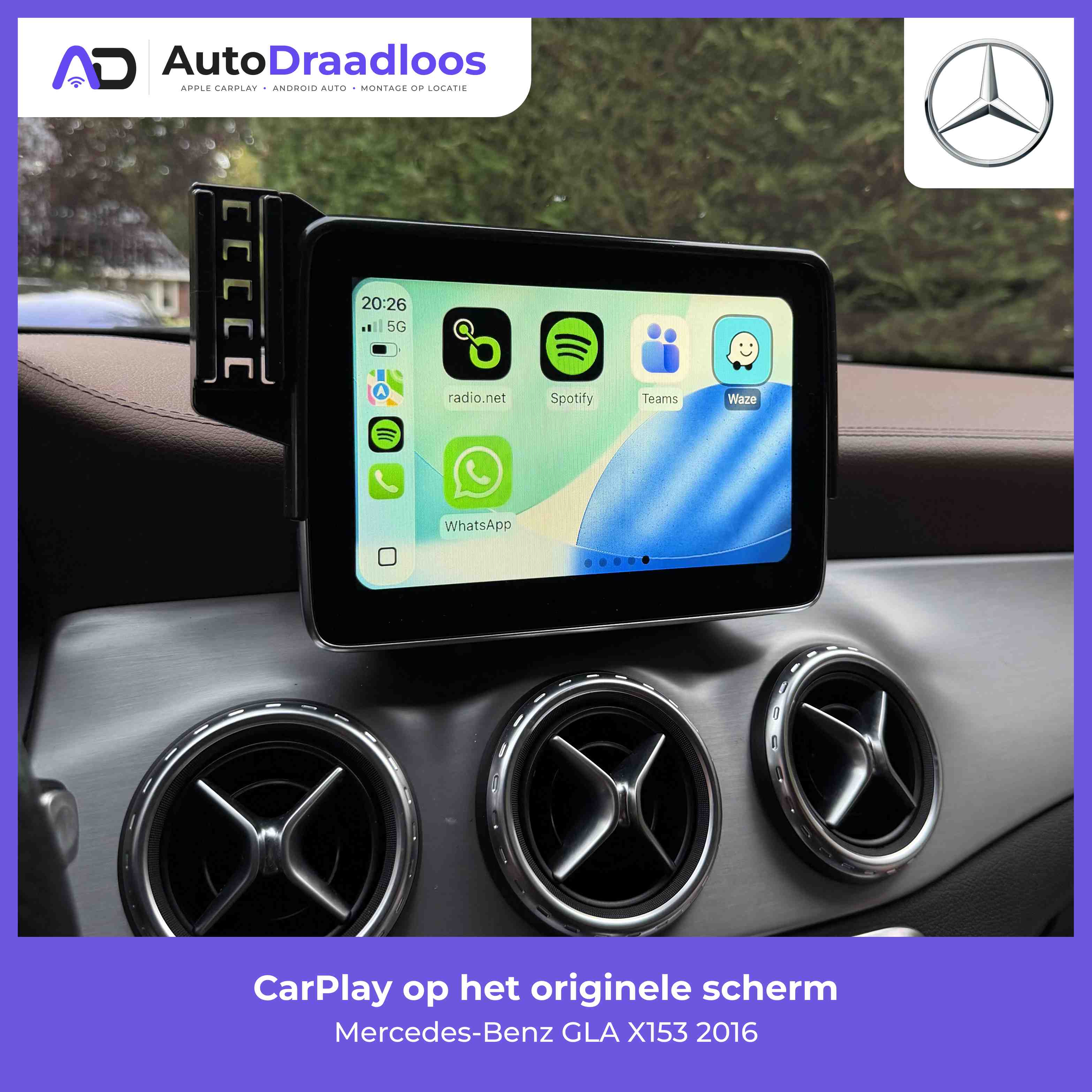 Apple CarPlay op het originele scherm van een GLA