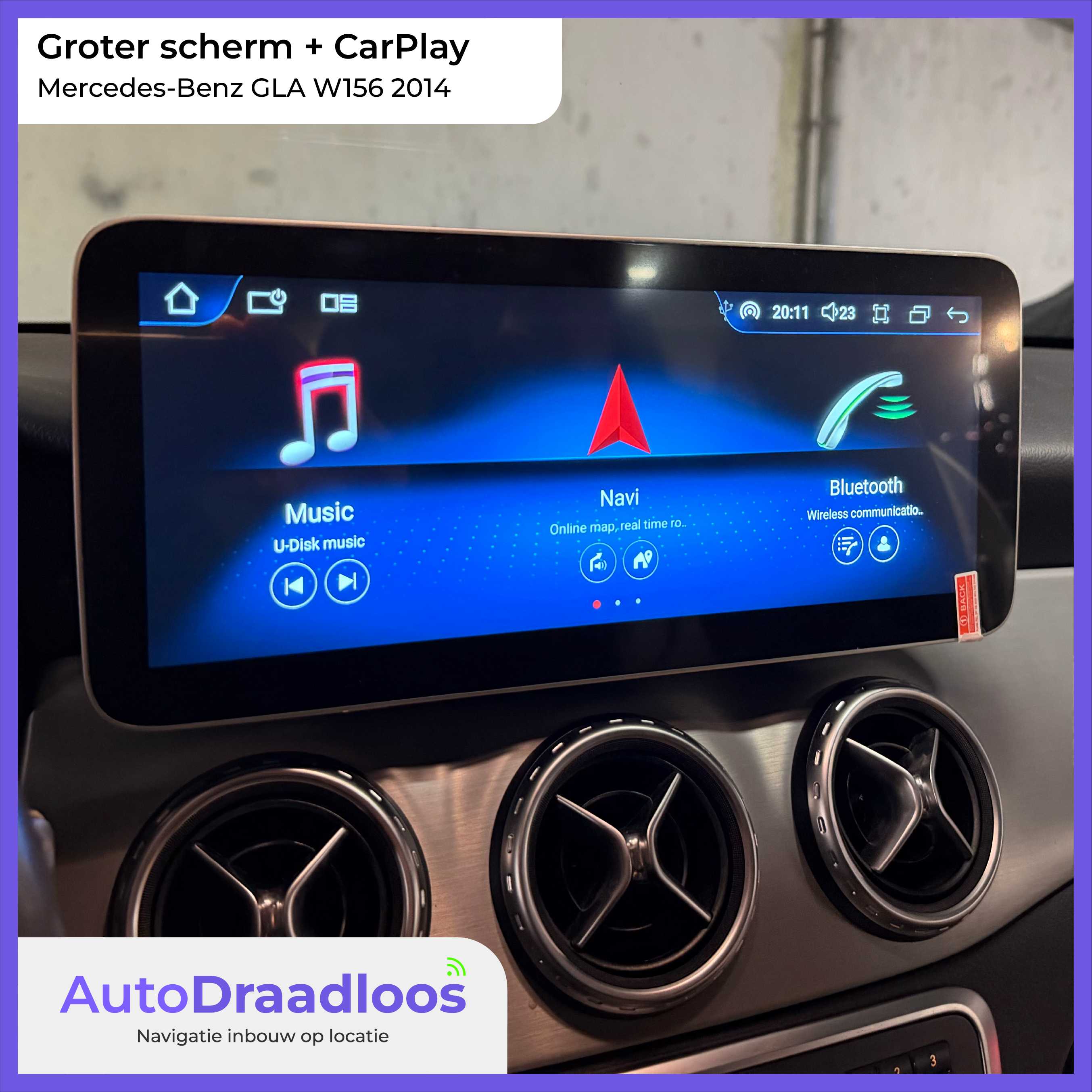 Groter scherm met Apple Carplay in een GLA