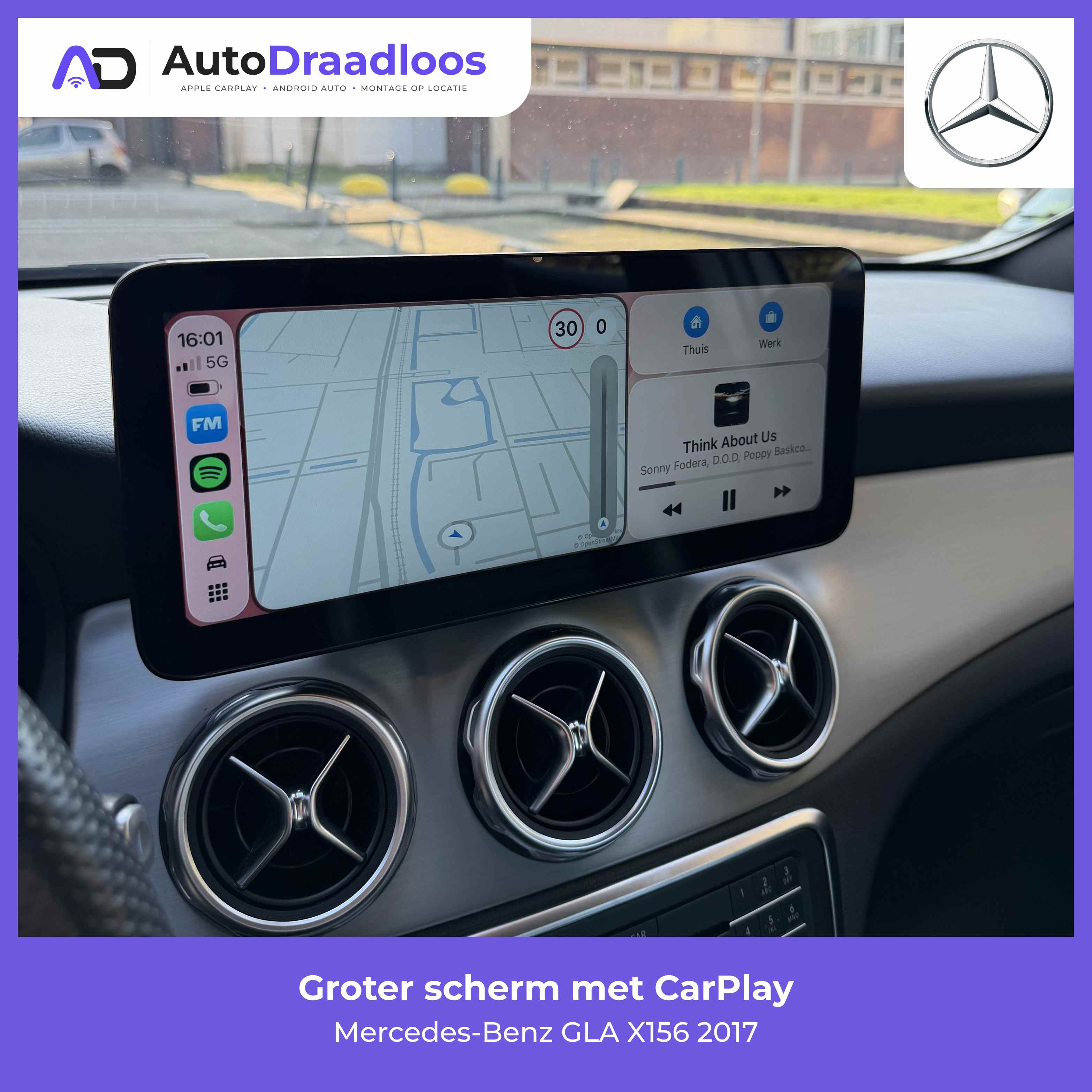 Groter scherm met CarPlay in een GLA