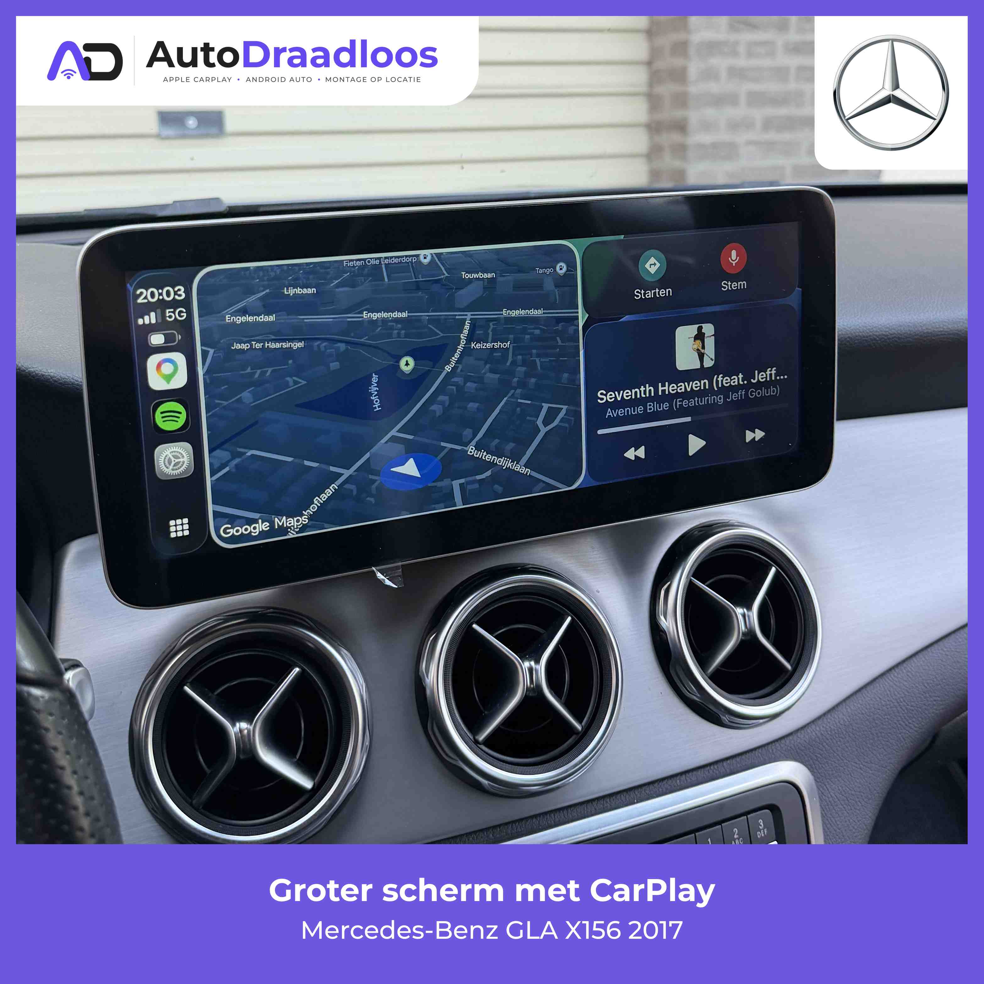 Groter scherm met CarPlay in een GLA